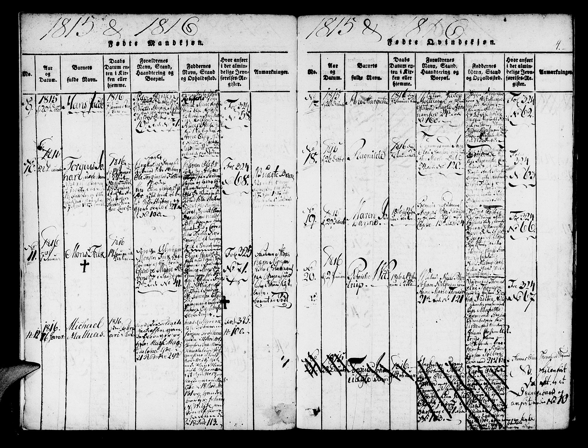 Korskirken sokneprestembete, SAB/A-76101/H/Haa/L0013: Parish register (official) no. A 13, 1815-1822, p. 4