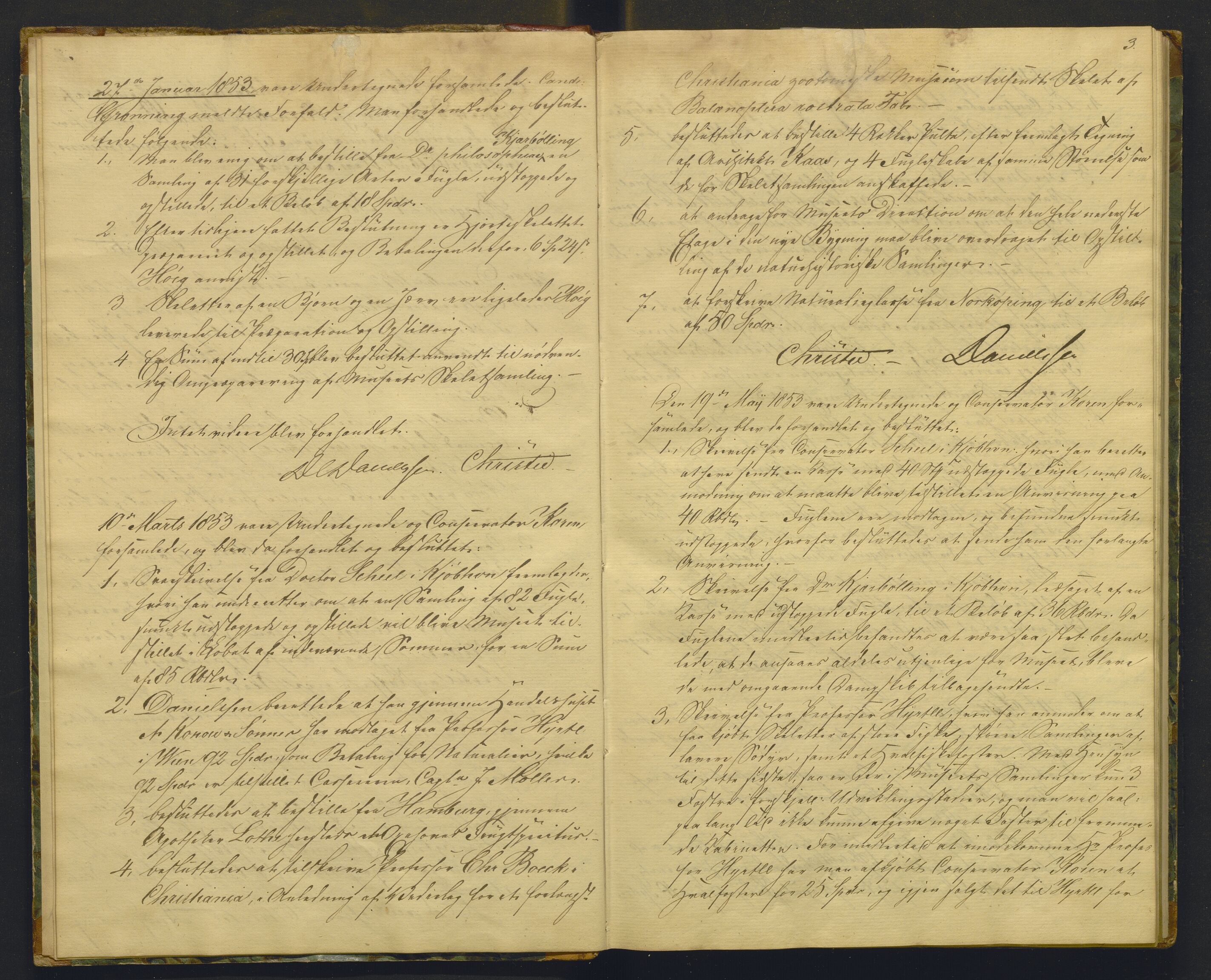 Bergens Museum, AV/SAB-A-17301/08/A/L0001: Forhandlingsprotokoll , 1852-1900, p. 2b-3a