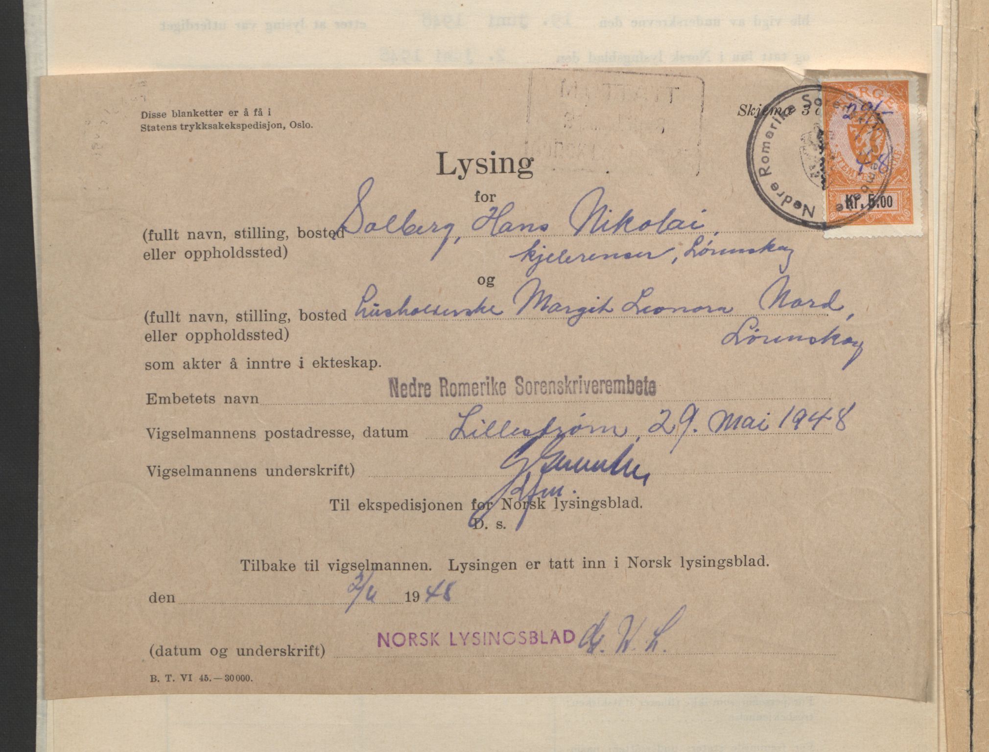 Nedre Romerike sorenskriveri, AV/SAO-A-10469/L/Lc/L0002: Lysingsbok, 1944-1953, p. 66