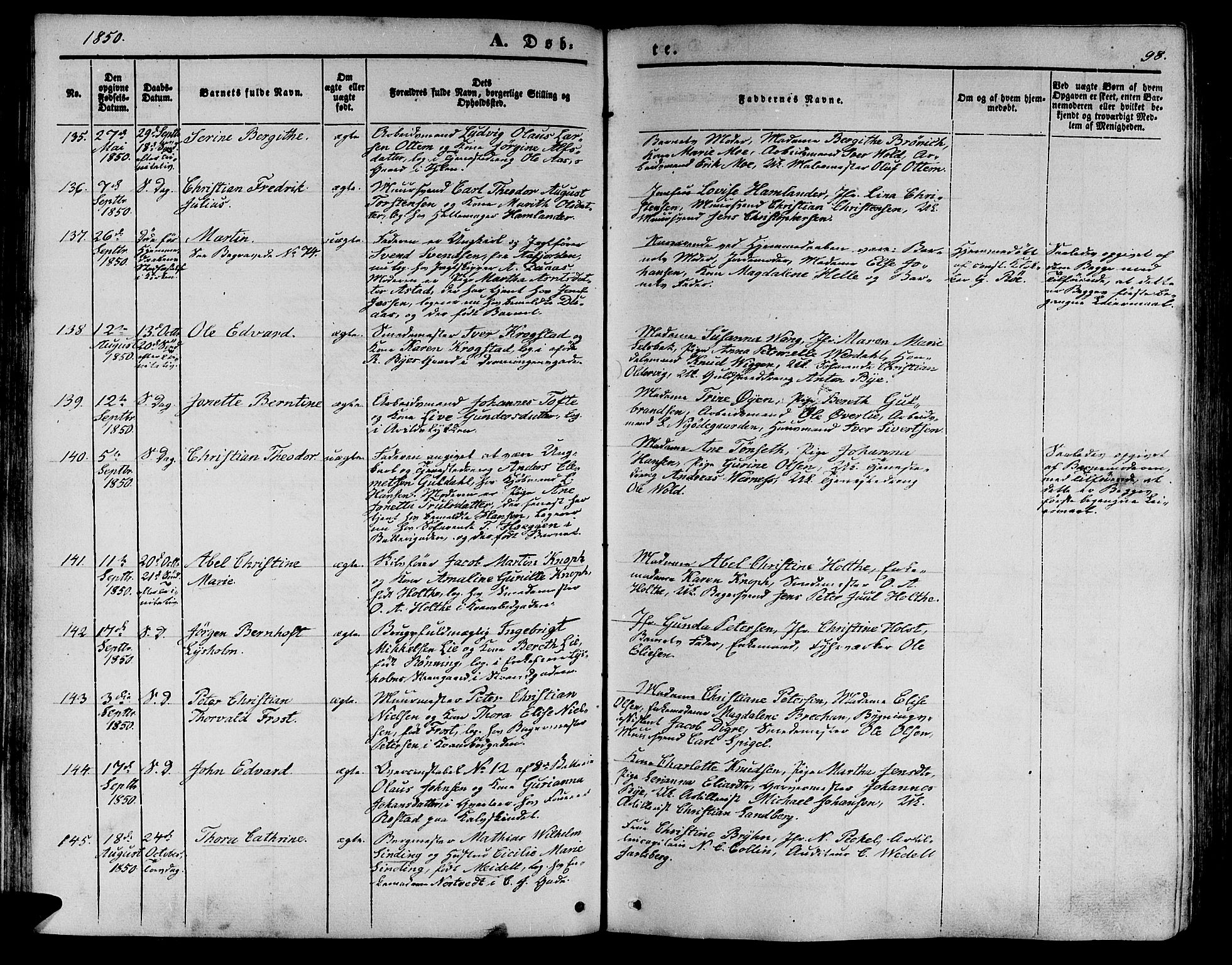 Ministerialprotokoller, klokkerbøker og fødselsregistre - Sør-Trøndelag, AV/SAT-A-1456/602/L0137: Parish register (copy) no. 602C05, 1846-1856, p. 98