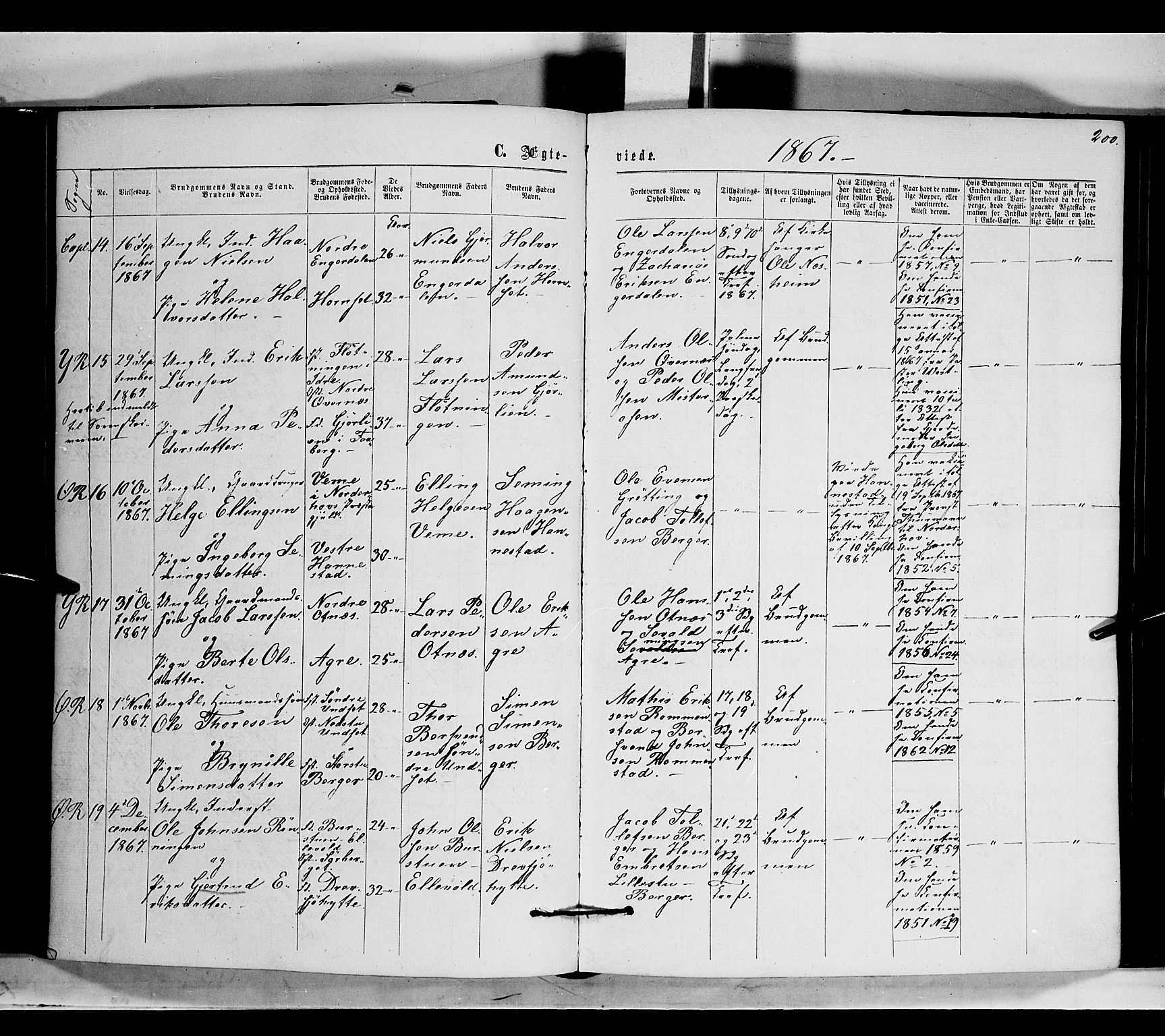 Rendalen prestekontor, AV/SAH-PREST-054/H/Ha/Haa/L0006: Parish register (official) no. 6, 1867-1877, p. 200