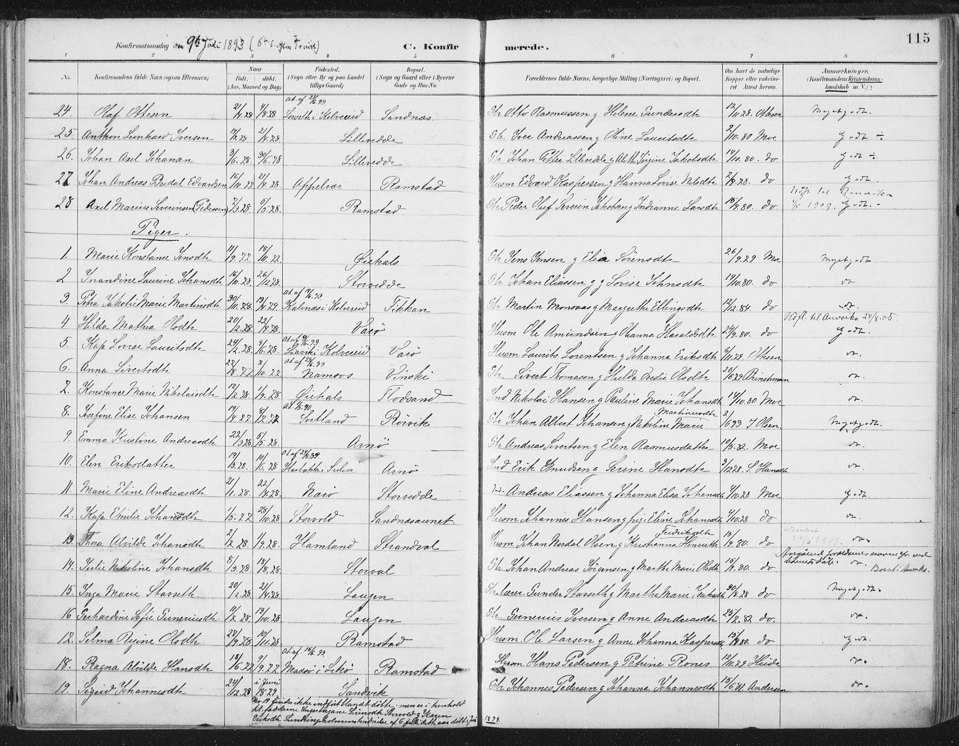 Ministerialprotokoller, klokkerbøker og fødselsregistre - Nord-Trøndelag, AV/SAT-A-1458/784/L0673: Parish register (official) no. 784A08, 1888-1899, p. 115