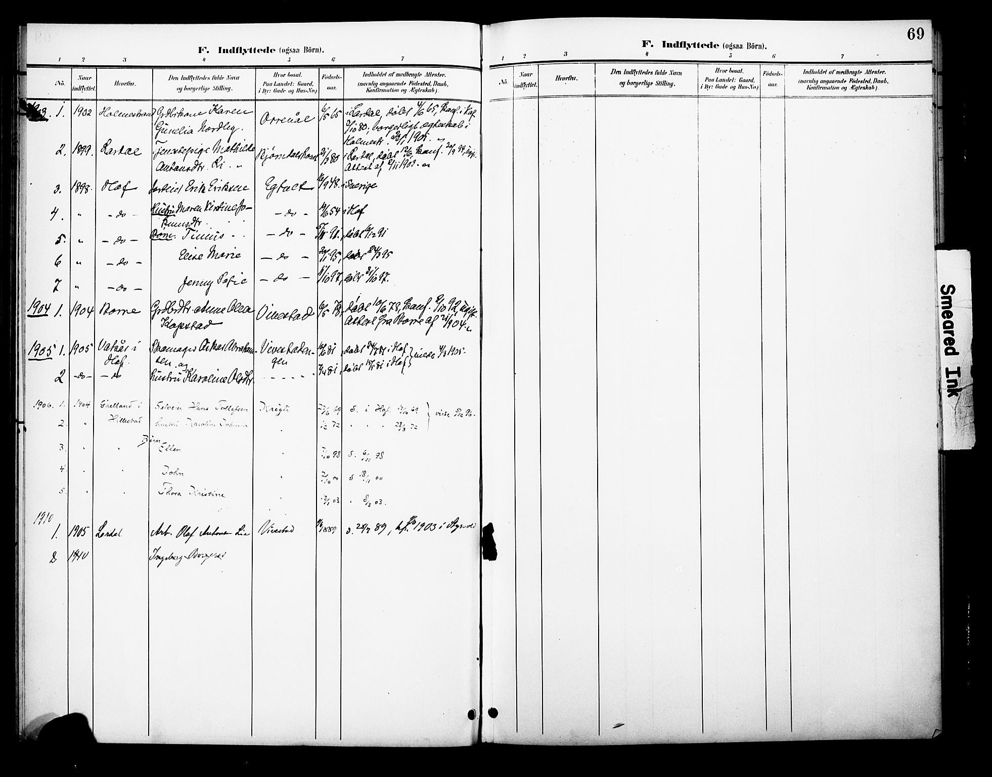 Ramnes kirkebøker, AV/SAKO-A-314/F/Fc/L0002: Parish register (official) no. III 2, 1900-1914, p. 69