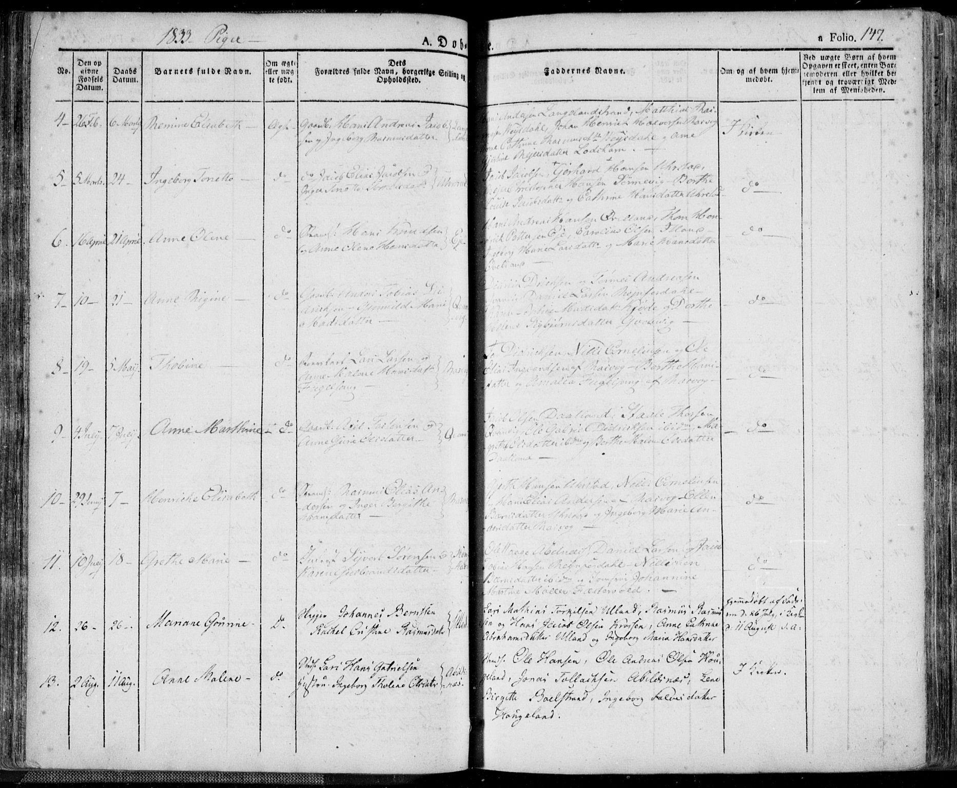 Flekkefjord sokneprestkontor, AV/SAK-1111-0012/F/Fa/Fac/L0003: Parish register (official) no. A 3, 1826-1841, p. 147