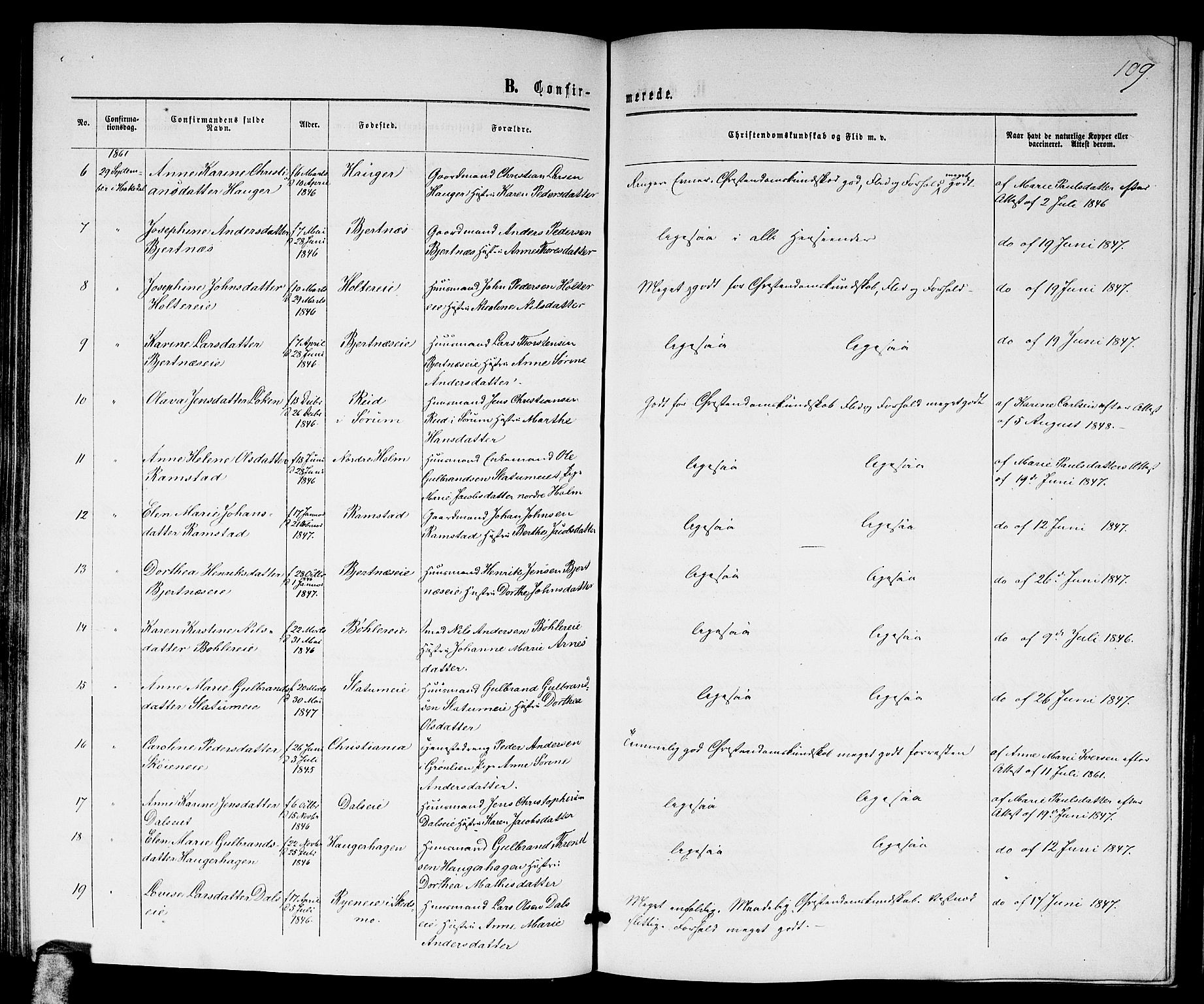 Nittedal prestekontor Kirkebøker, AV/SAO-A-10365a/G/Ga/L0001: Parish register (copy) no. I 1, 1859-1878, p. 109