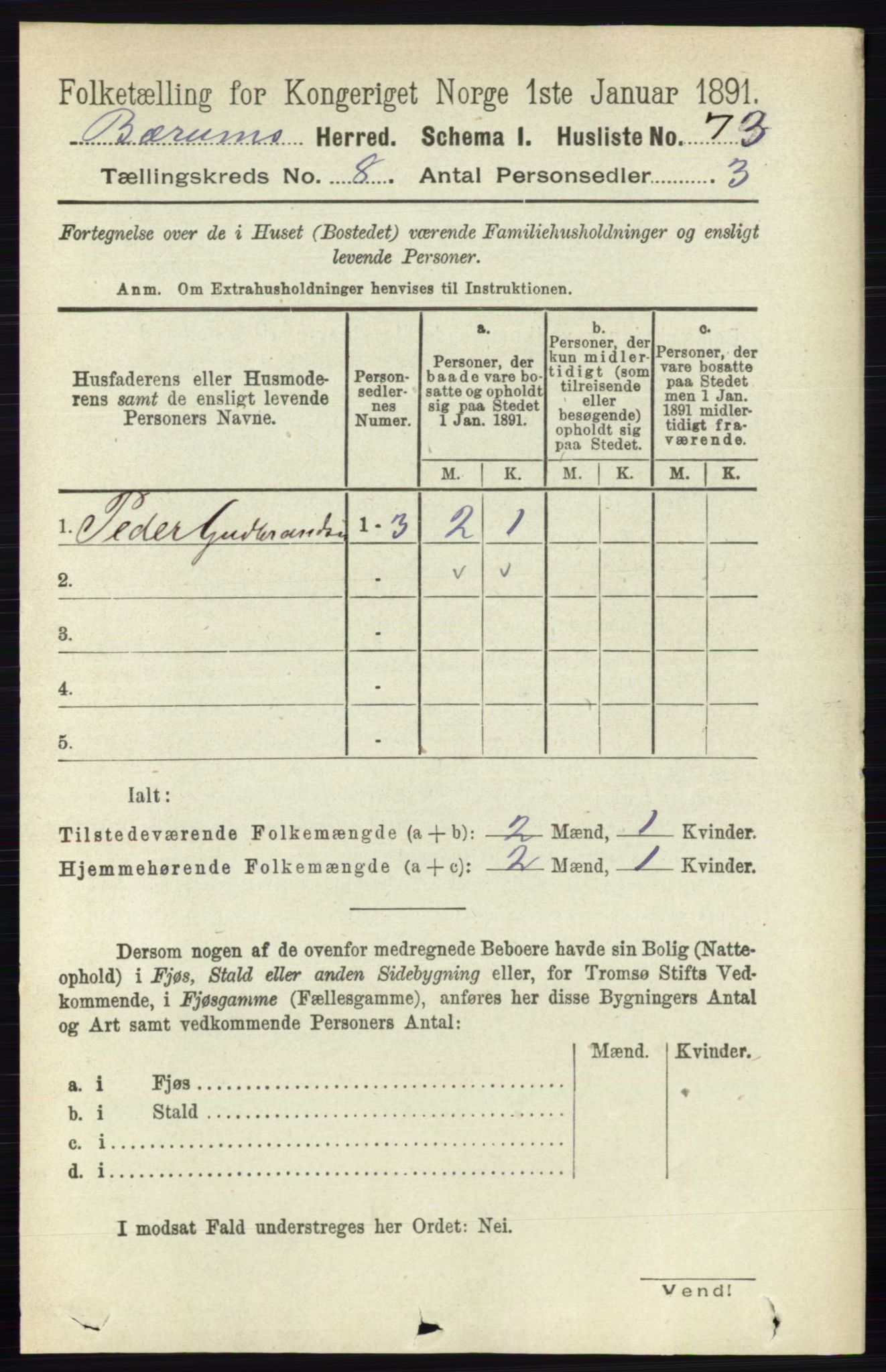 RA, 1891 census for 0219 Bærum, 1891, p. 4522