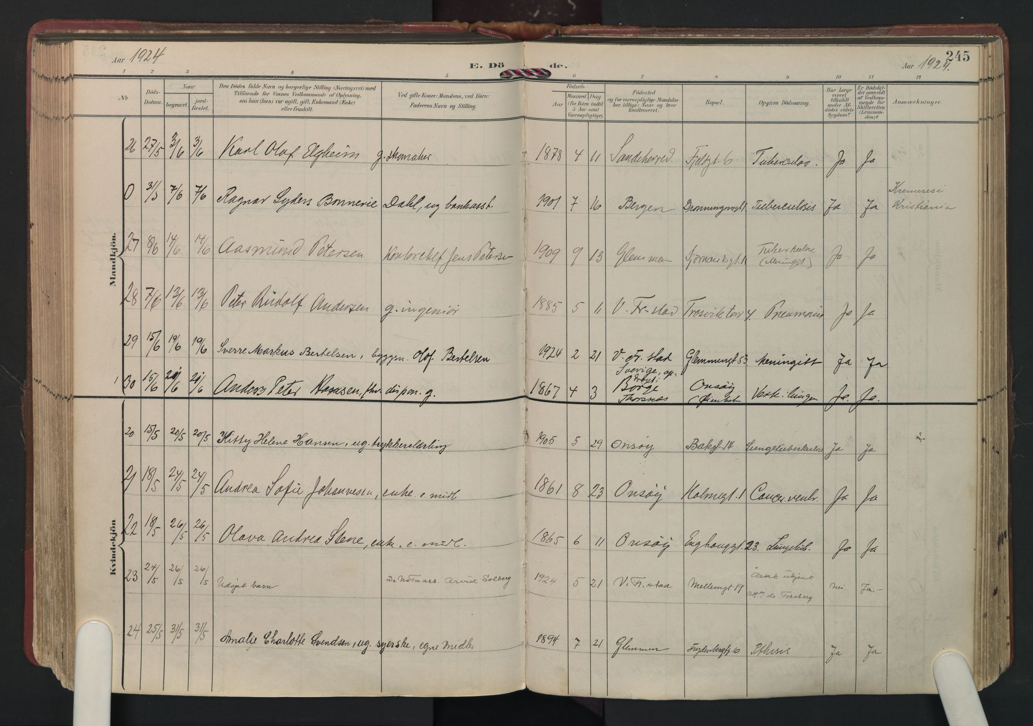 Fredrikstad domkirkes prestekontor Kirkebøker, AV/SAO-A-10906/F/Fa/L0008: Parish register (official) no. 8, 1902-1936, p. 245