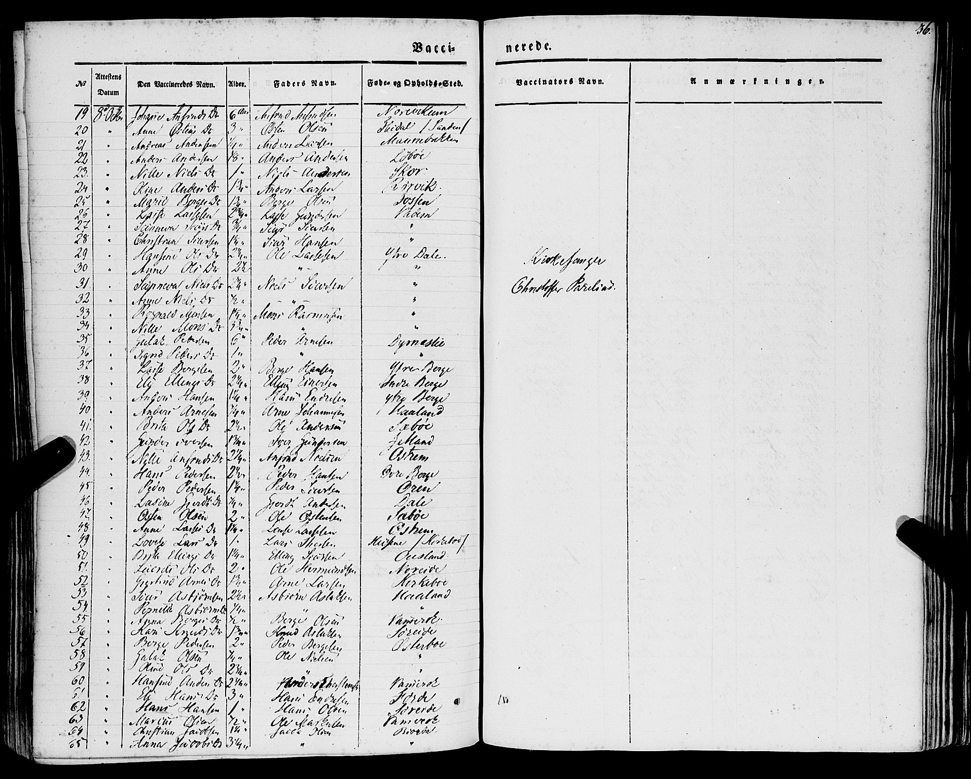 Lavik sokneprestembete, AV/SAB-A-80901: Parish register (official) no. A 3, 1843-1863, p. 36