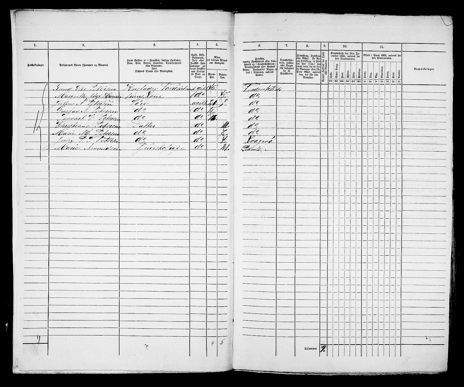 RA, 1865 census for Kragerø/Kragerø, 1865, p. 615