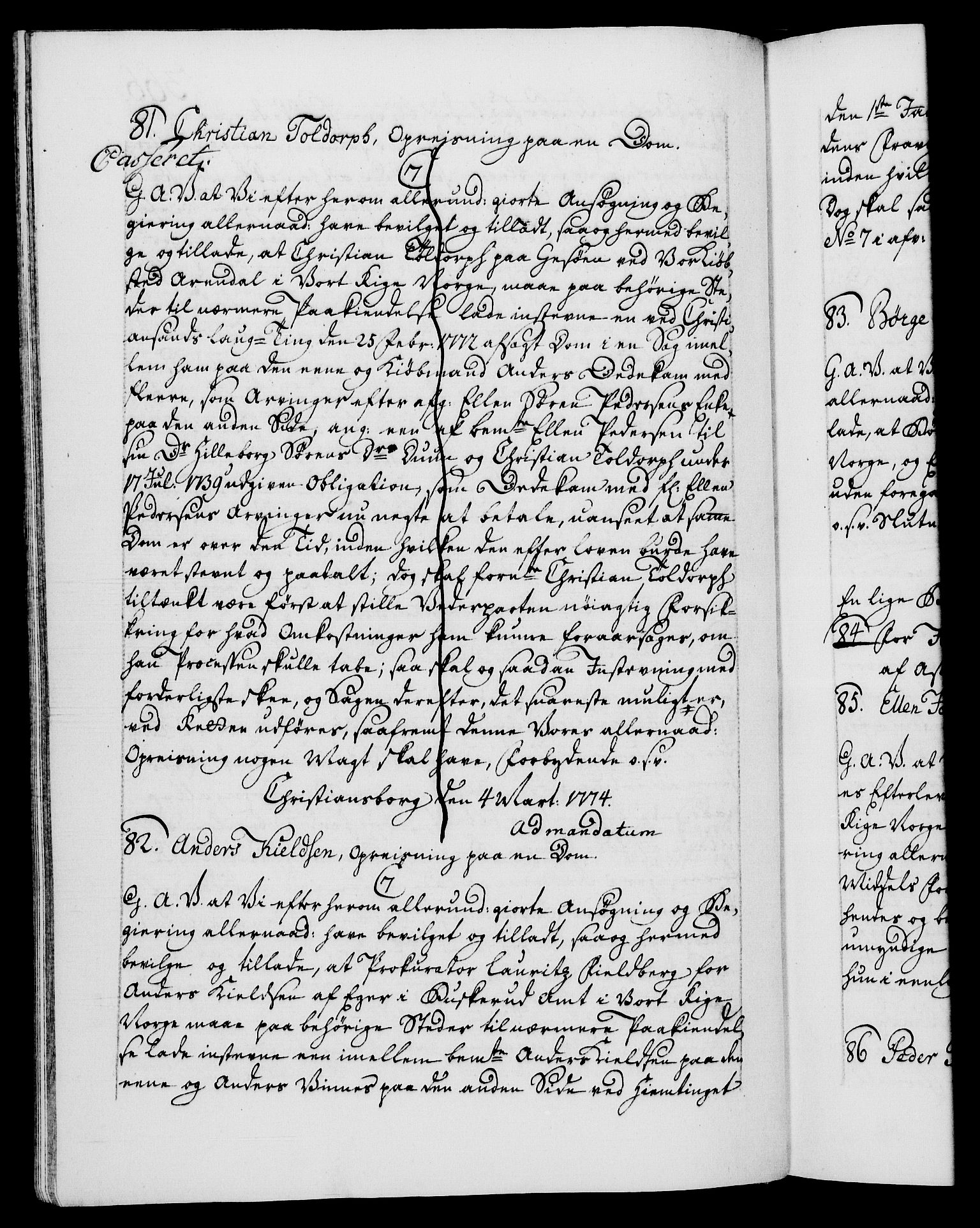 Danske Kanselli 1572-1799, RA/EA-3023/F/Fc/Fca/Fcaa/L0046: Norske registre, 1773-1775, p. 366b