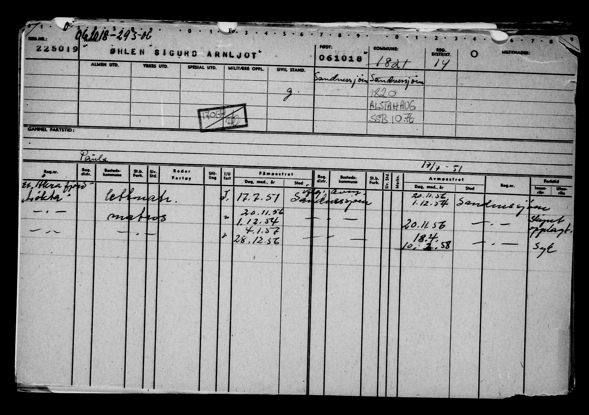 Direktoratet for sjømenn, AV/RA-S-3545/G/Gb/L0163: Hovedkort, 1918, p. 151