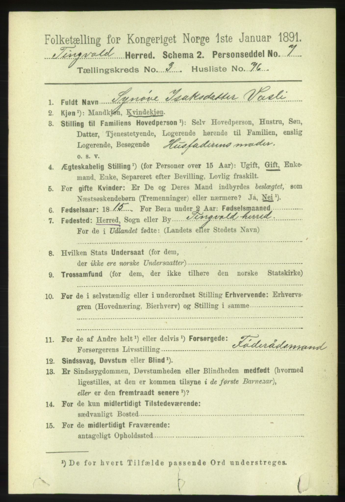 RA, 1891 census for 1560 Tingvoll, 1891, p. 1522