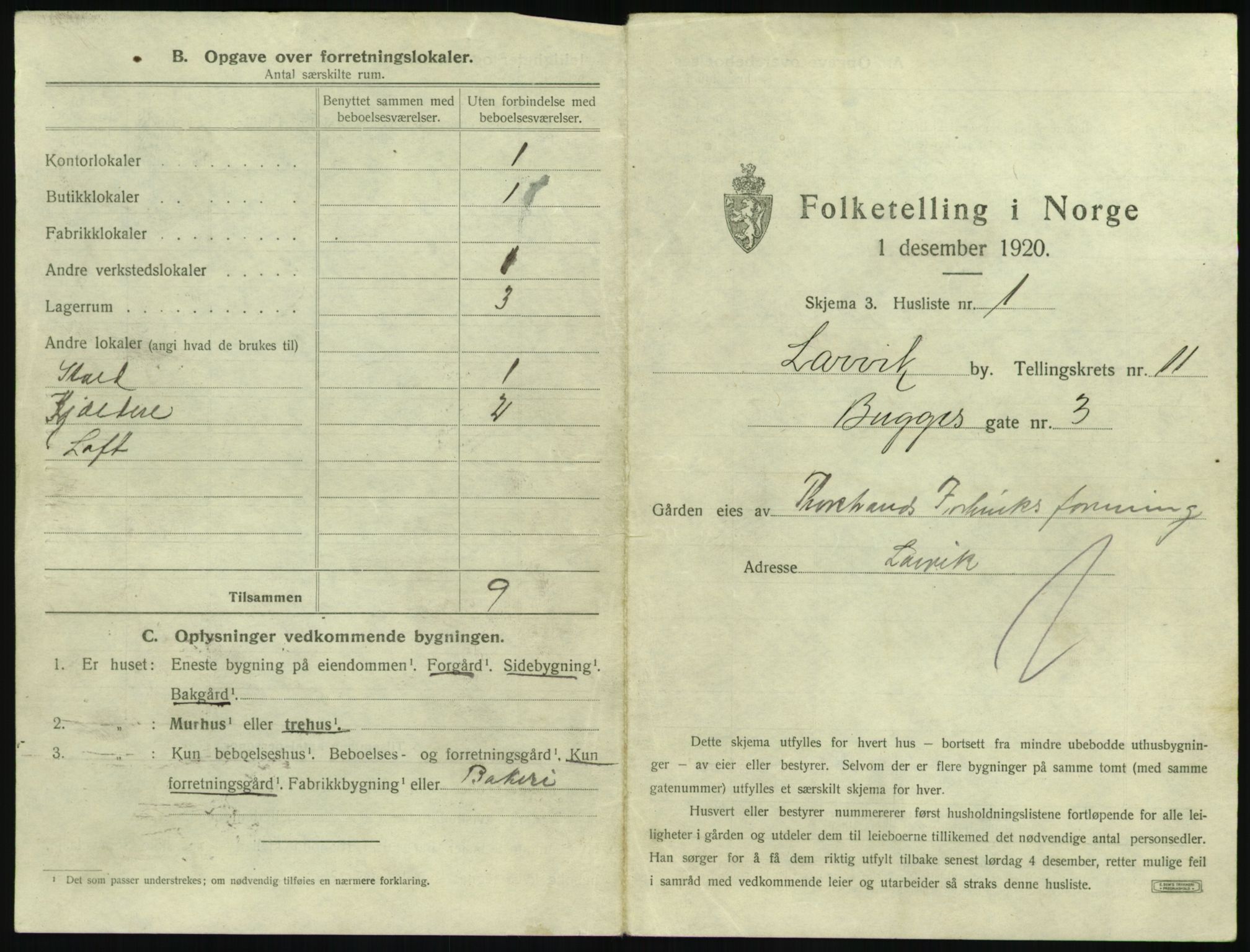 SAKO, 1920 census for Larvik, 1920, p. 2620