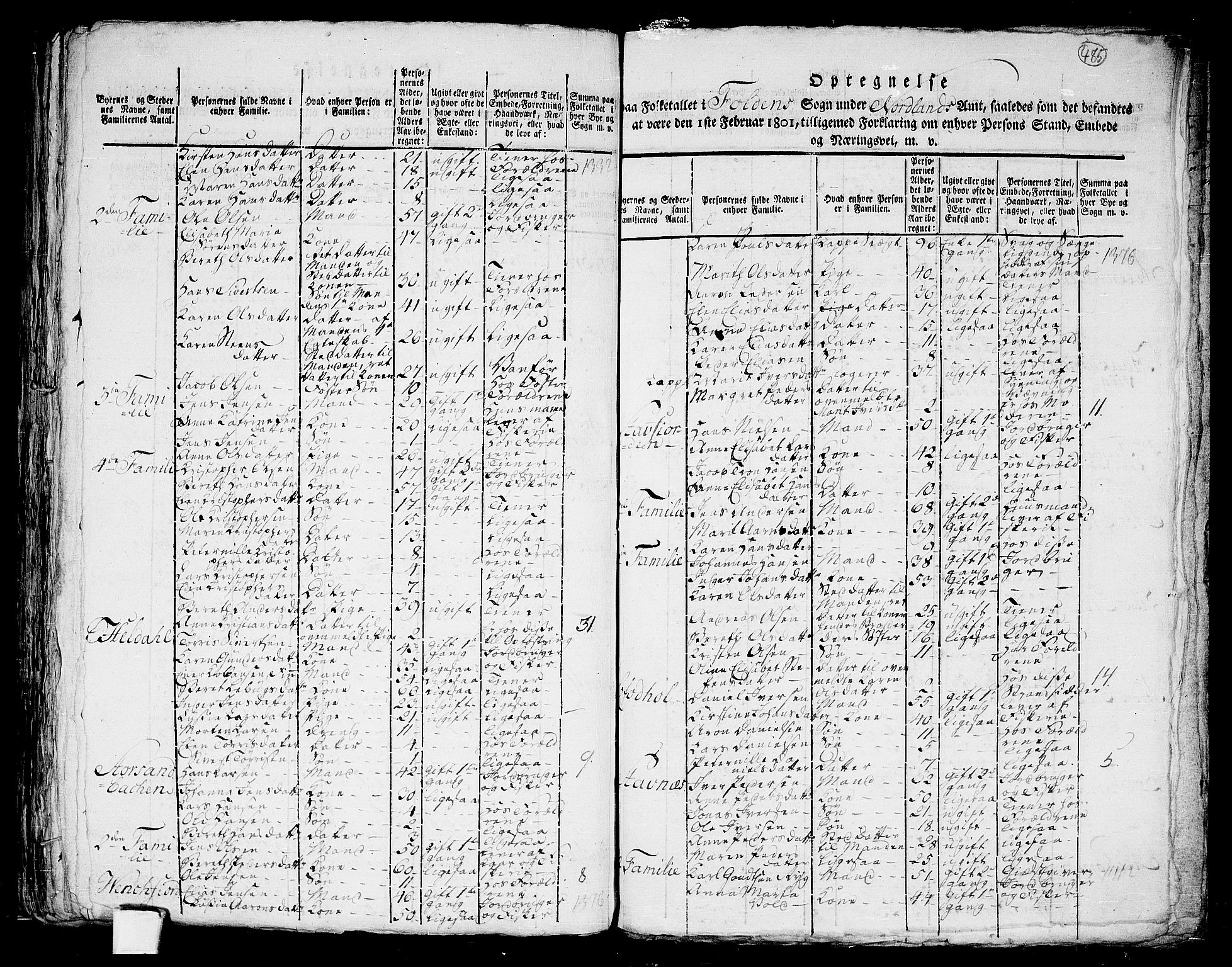 RA, 1801 census for 1845P Folda, 1801, p. 484b-485a