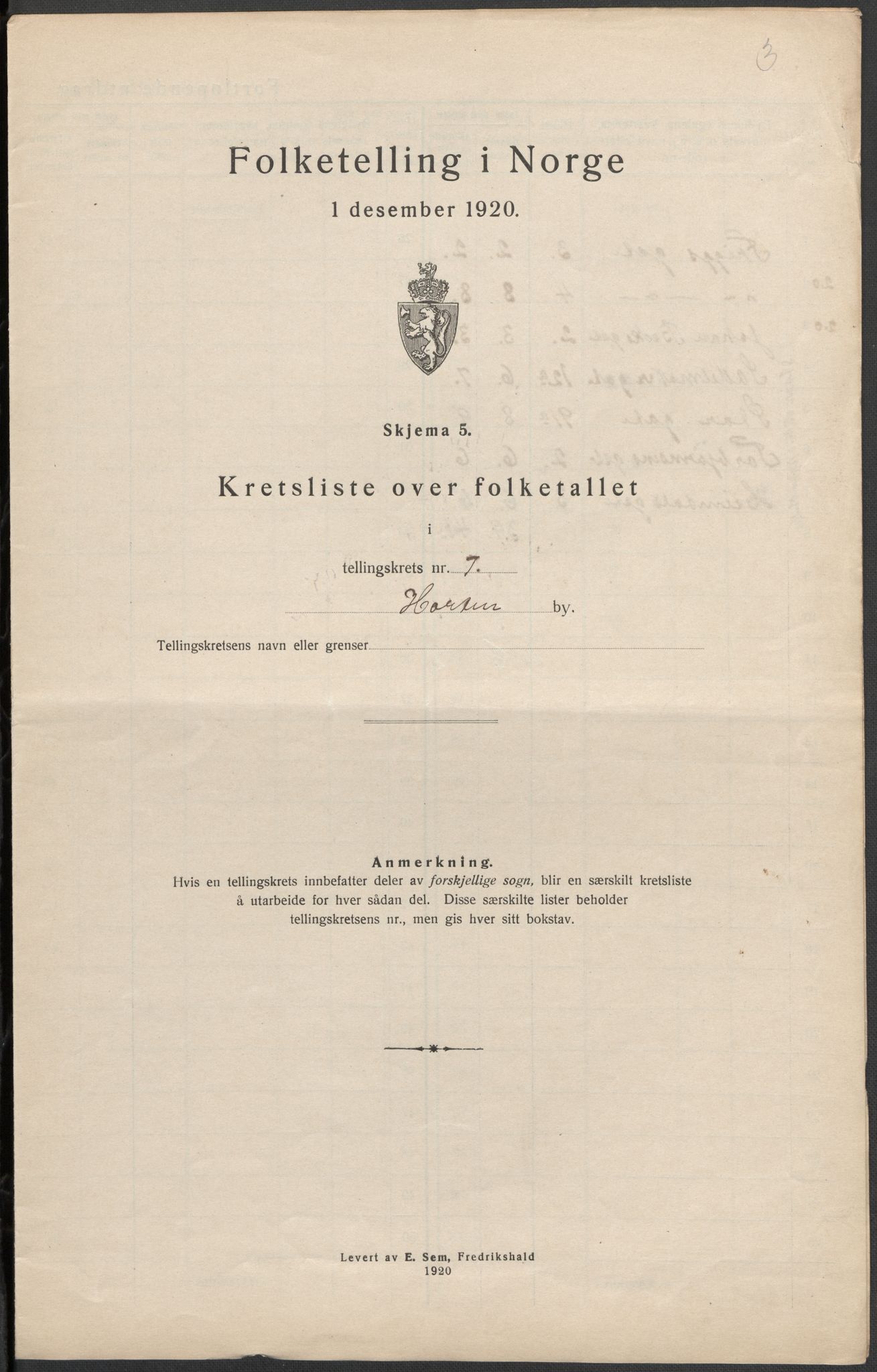 SAKO, 1920 census for Horten, 1920, p. 47