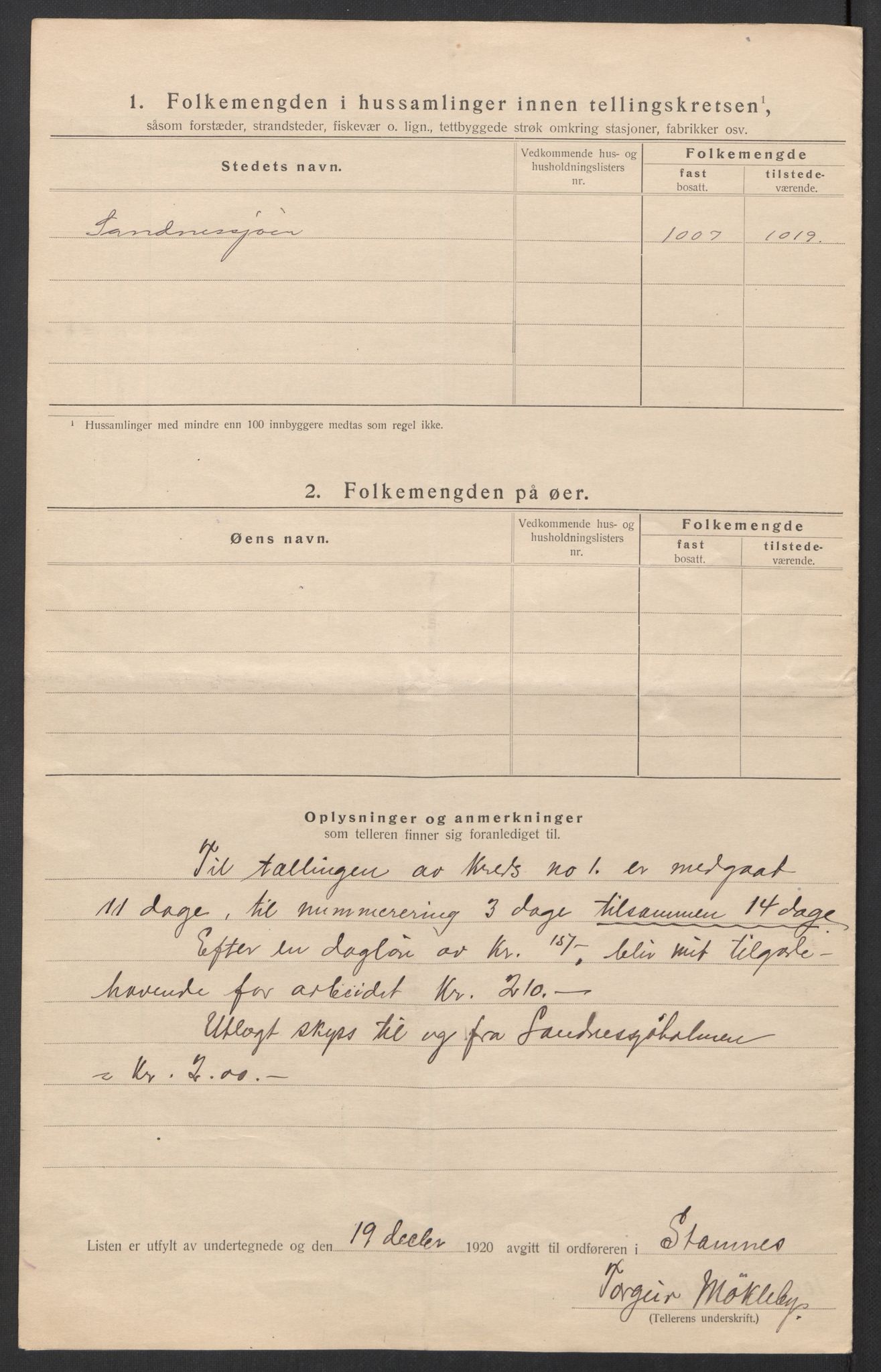 SAT, 1920 census for Stamnes, 1920, p. 11