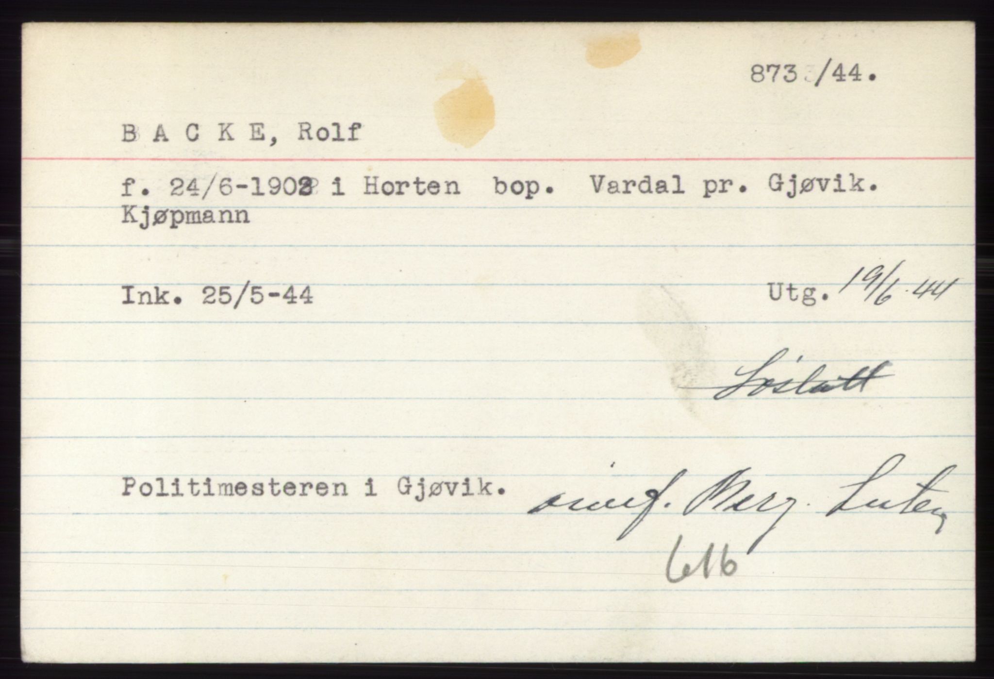 Statspolitiet - Hovedkontoret / Osloavdelingen, AV/RA-S-1329/C/Ck/Cke/L0002: Fangeregister; etternavn A - F, 1941-1945, p. 155