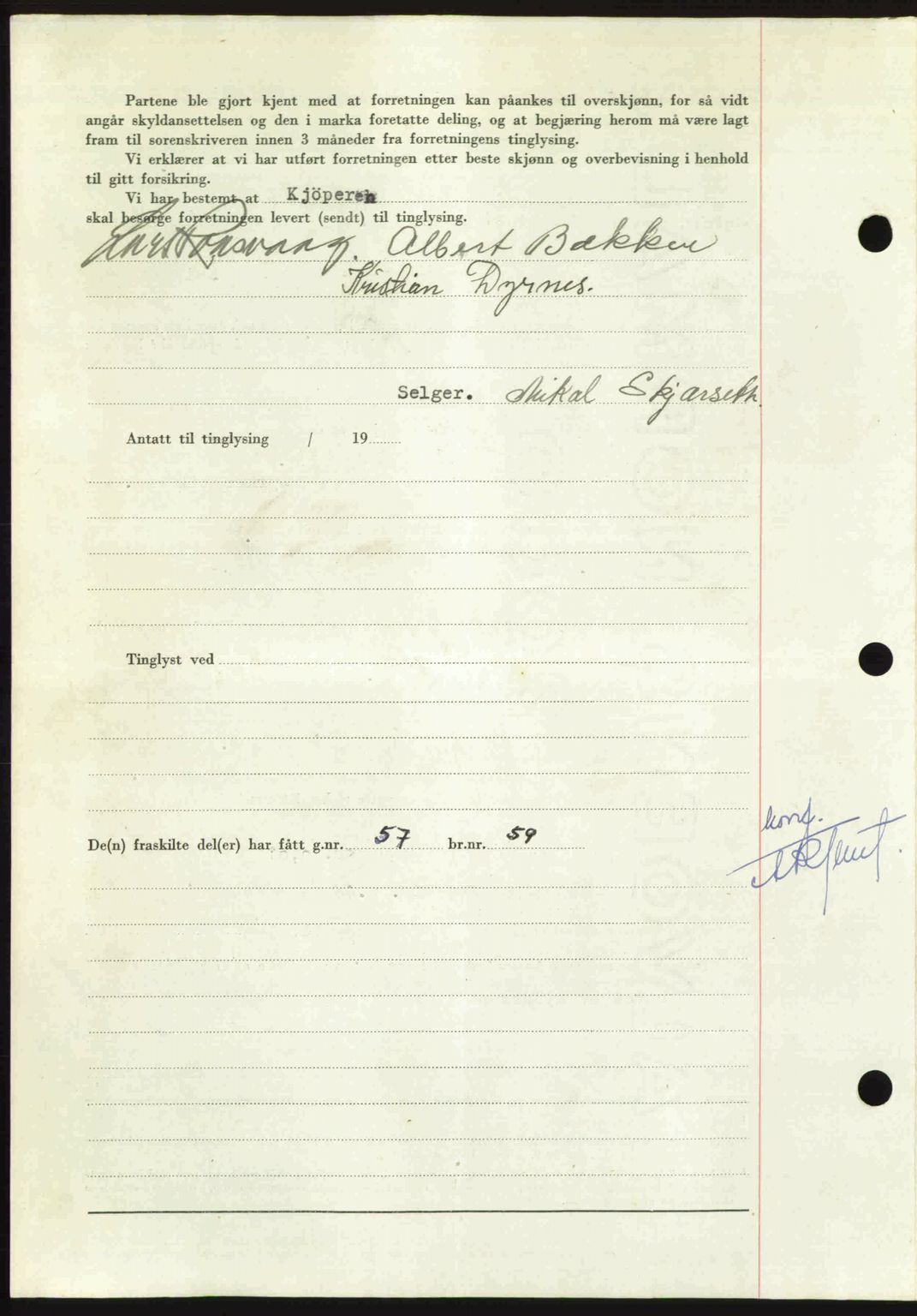 Nordmøre sorenskriveri, AV/SAT-A-4132/1/2/2Ca: Mortgage book no. A112, 1949-1949, Diary no: : 2406/1949