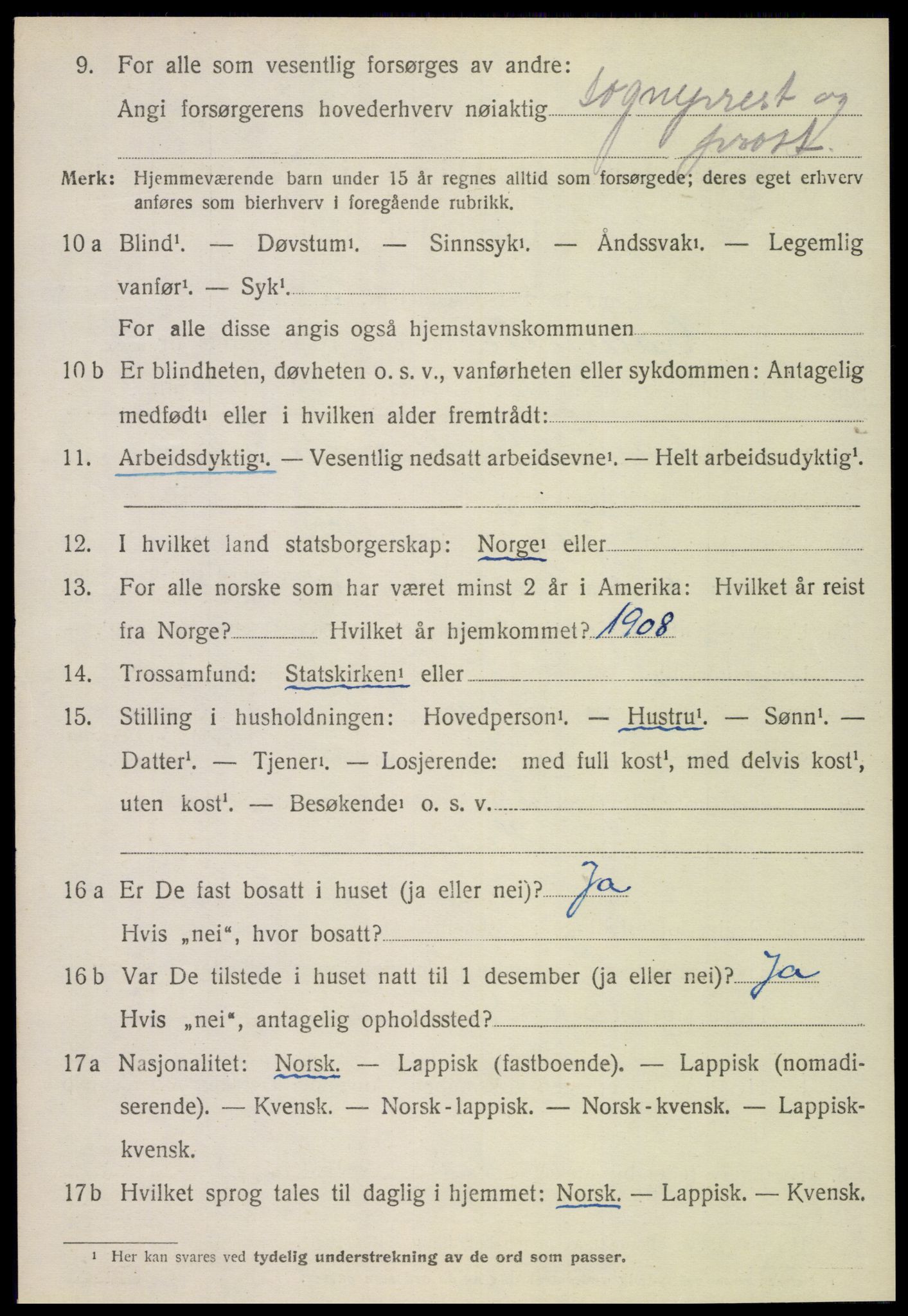 SAT, 1920 census for Kolvereid, 1920, p. 2456