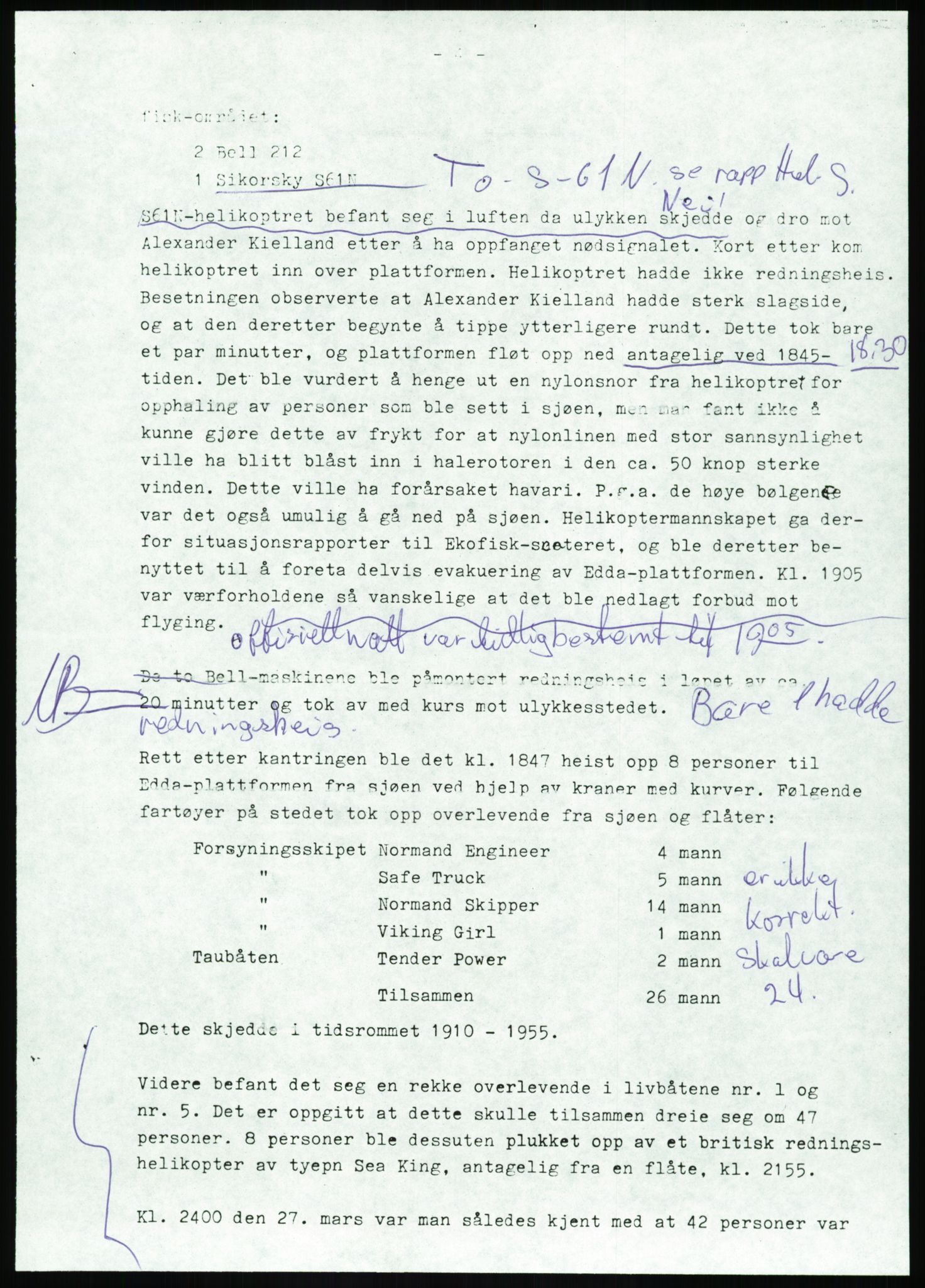 Justisdepartementet, Granskningskommisjonen ved Alexander Kielland-ulykken 27.3.1980, RA/S-1165/D/L0017: P Hjelpefartøy (Doku.liste + P1-P6 av 6)/Q Hovedredningssentralen (Q0-Q27 av 27), 1980-1981, p. 350