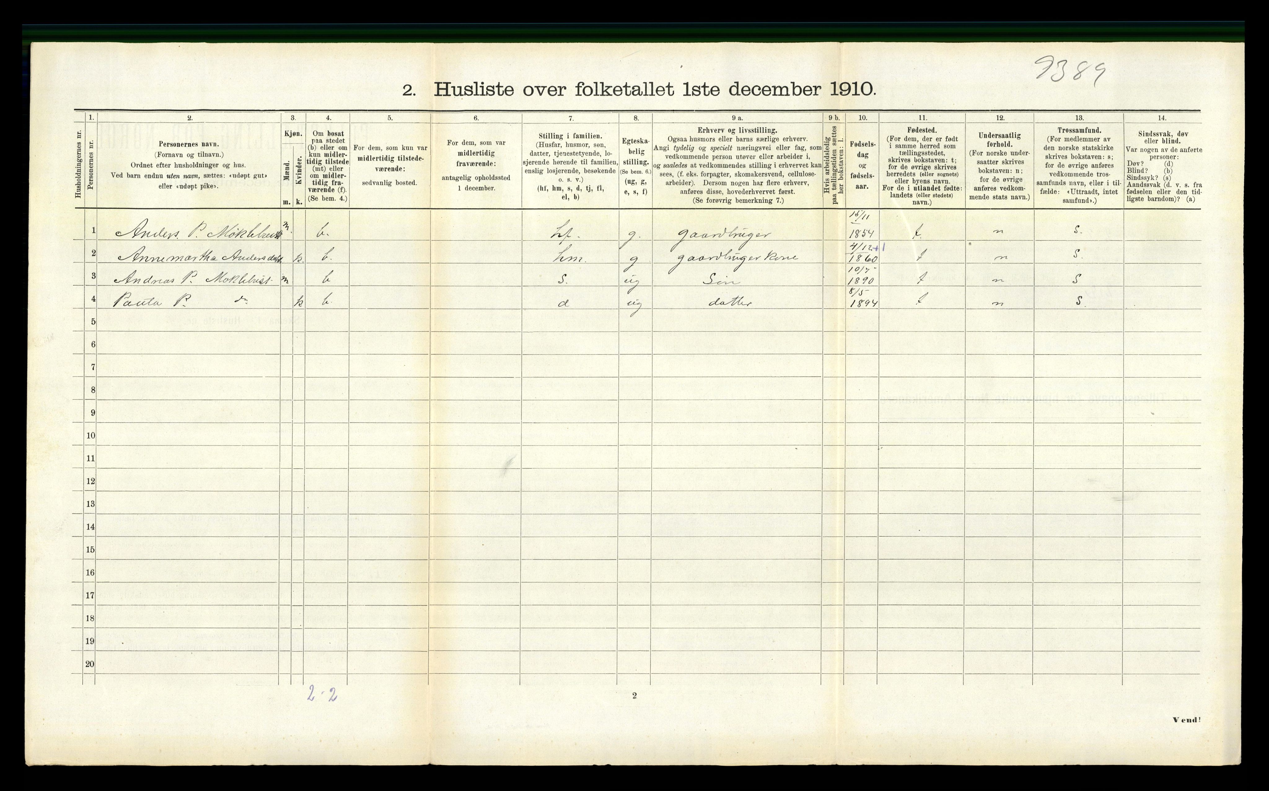 RA, 1910 census for Vanylven, 1910, p. 962