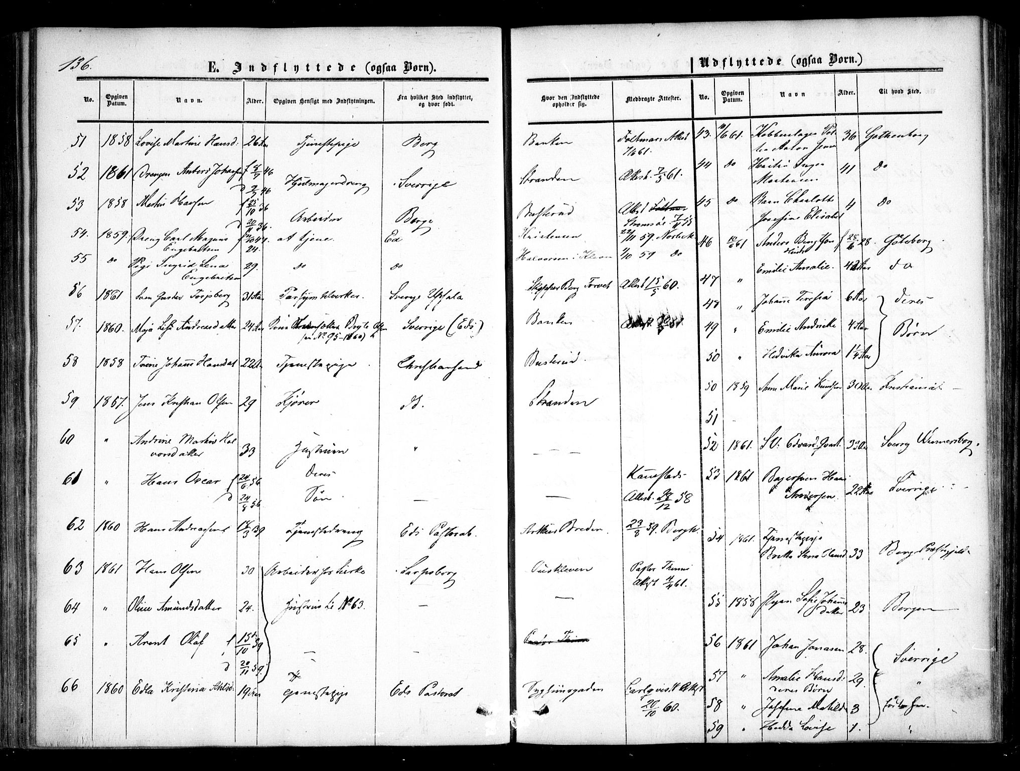Halden prestekontor Kirkebøker, AV/SAO-A-10909/F/Fa/L0008: Parish register (official) no. I 8, 1857-1865, p. 136