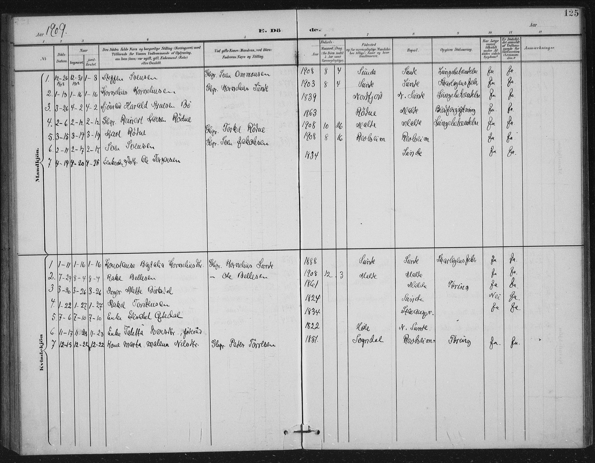 Håland sokneprestkontor, SAST/A-101802/002/B/L0001: Parish register (official) no. A 13, 1901-1923, p. 125