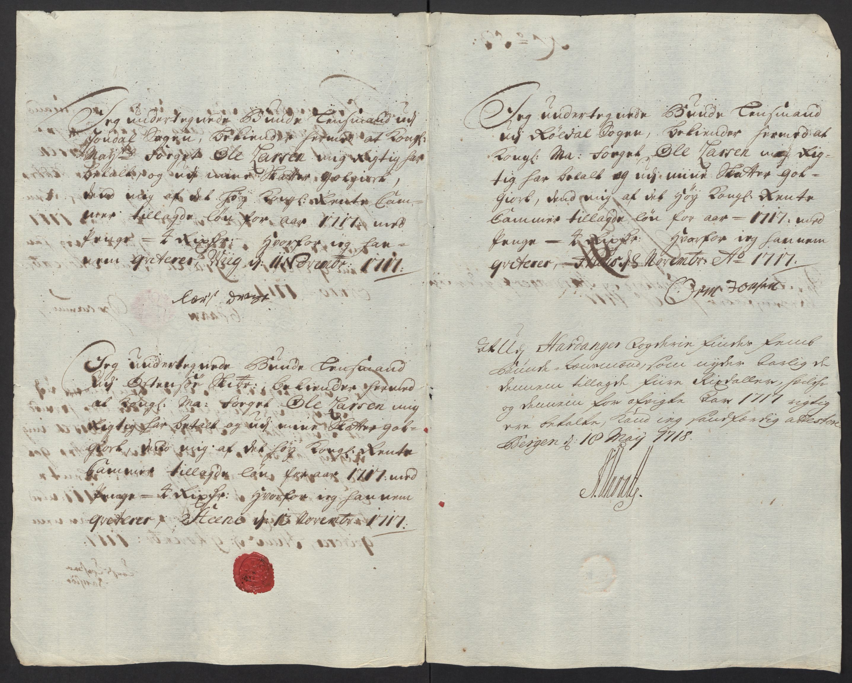 Rentekammeret inntil 1814, Reviderte regnskaper, Fogderegnskap, AV/RA-EA-4092/R48/L2994: Fogderegnskap Sunnhordland og Hardanger, 1717, p. 393