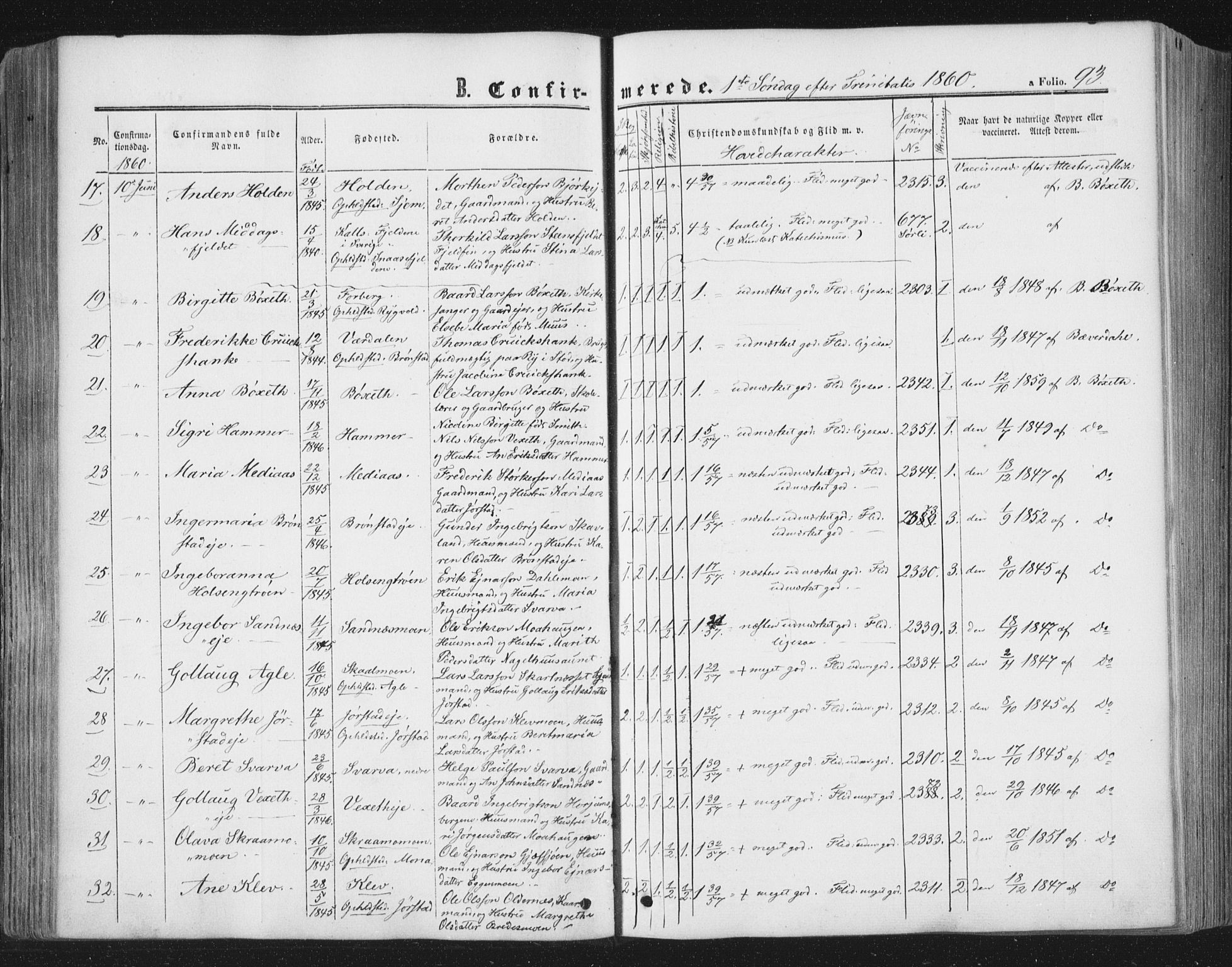 Ministerialprotokoller, klokkerbøker og fødselsregistre - Nord-Trøndelag, SAT/A-1458/749/L0472: Parish register (official) no. 749A06, 1857-1873, p. 93
