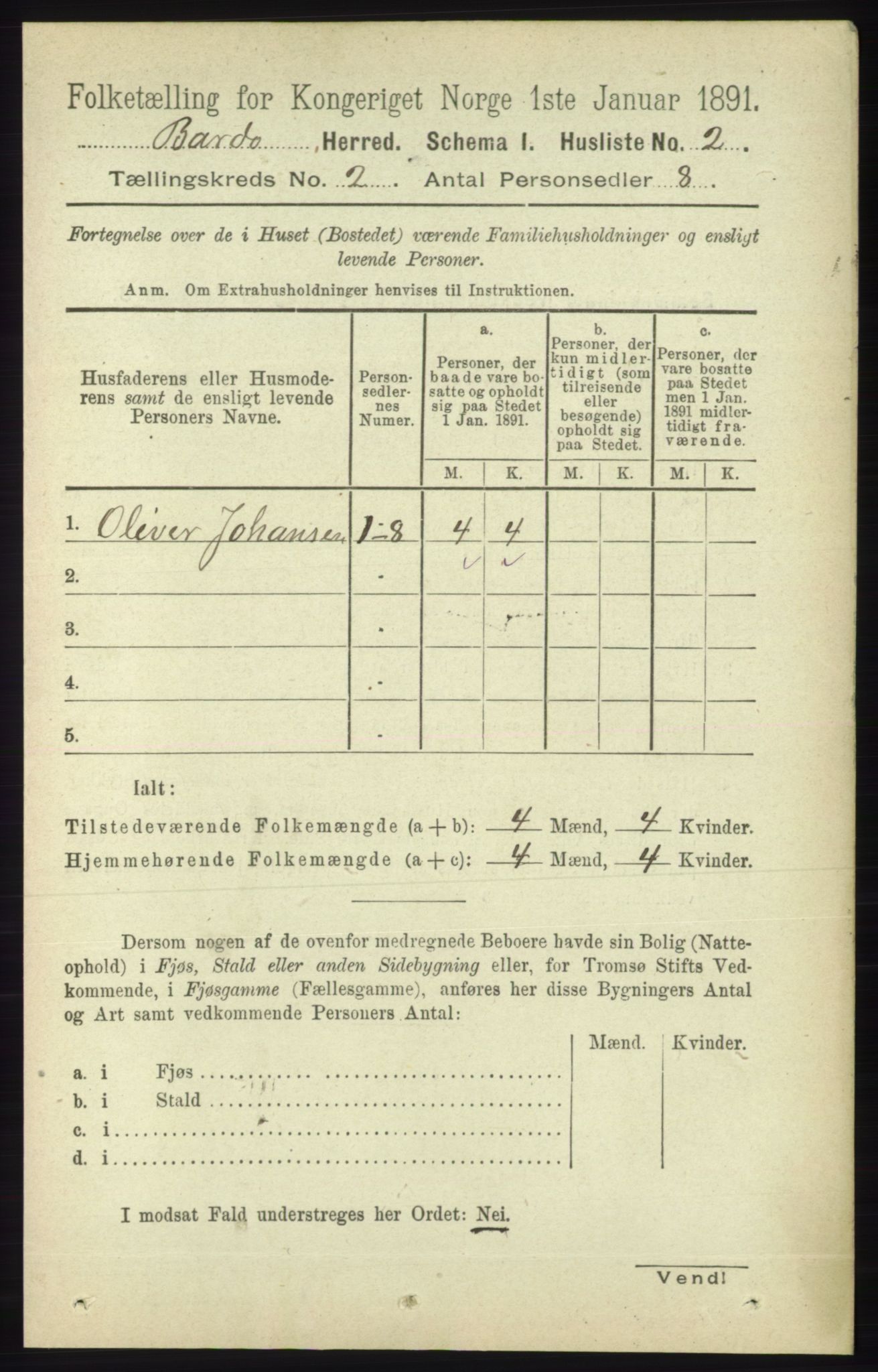 RA, 1891 census for 1922 Bardu, 1891, p. 434