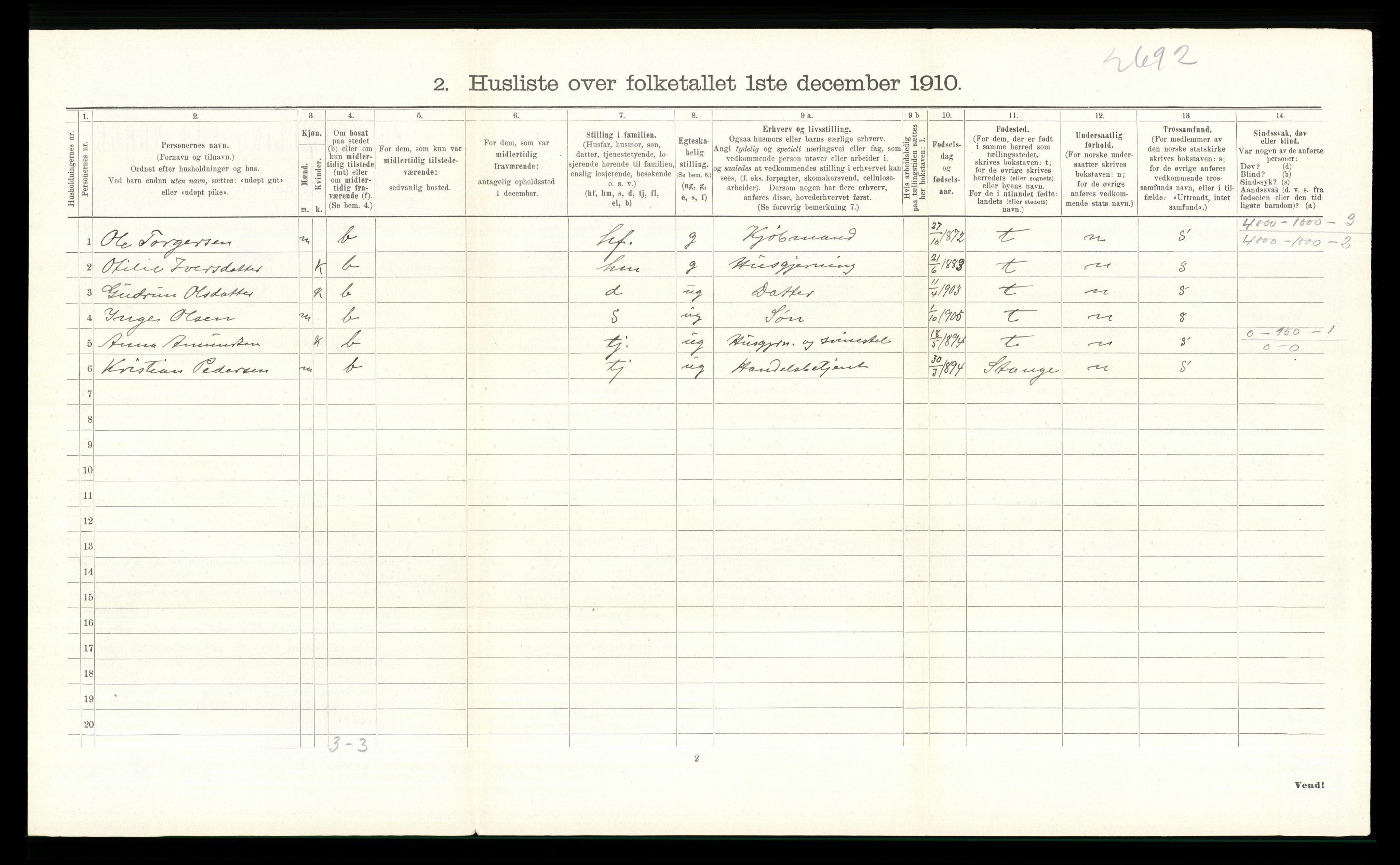 RA, 1910 census for Ringebu, 1910, p. 1017
