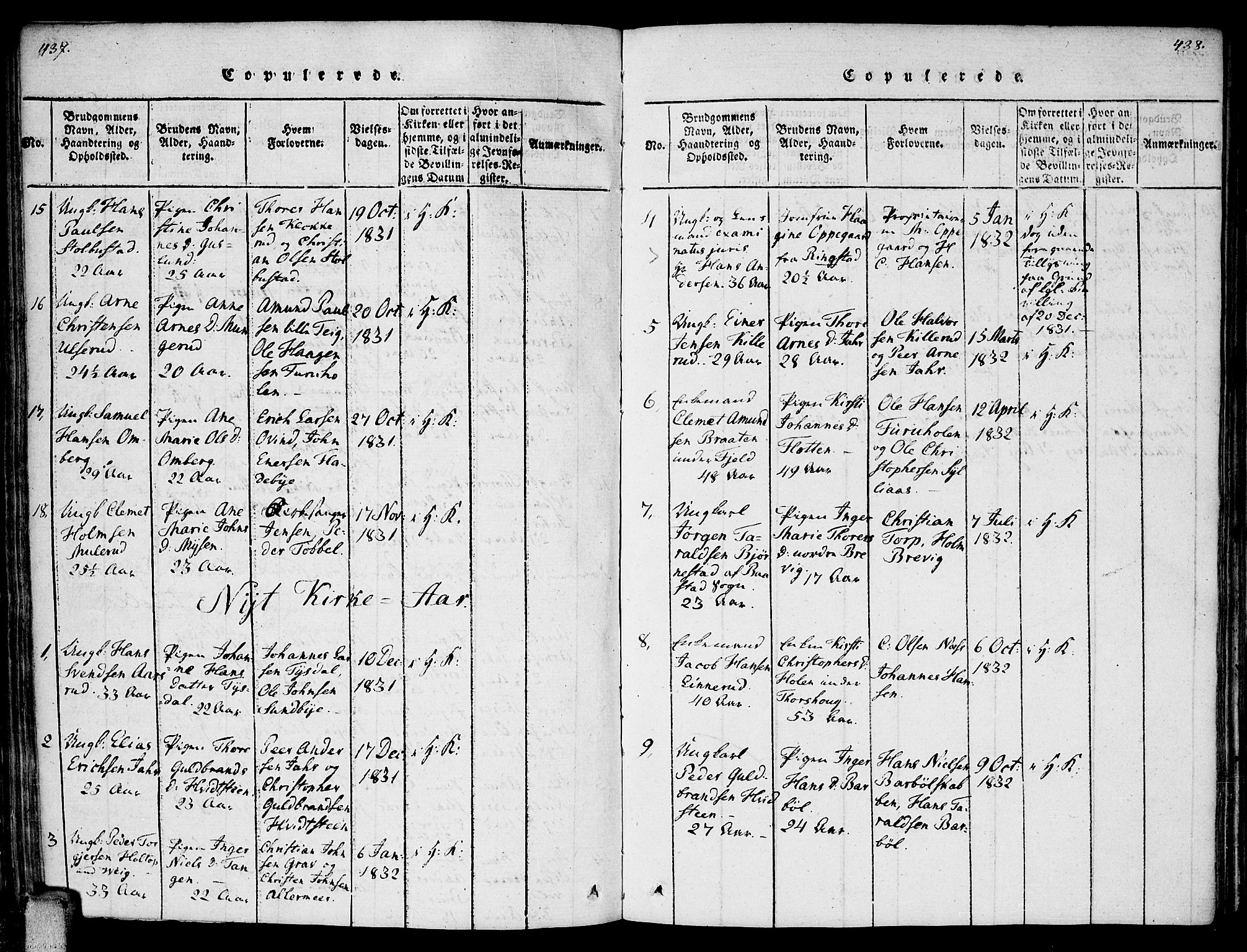 Enebakk prestekontor Kirkebøker, AV/SAO-A-10171c/F/Fa/L0006: Parish register (official) no. I 6, 1815-1832, p. 437-438