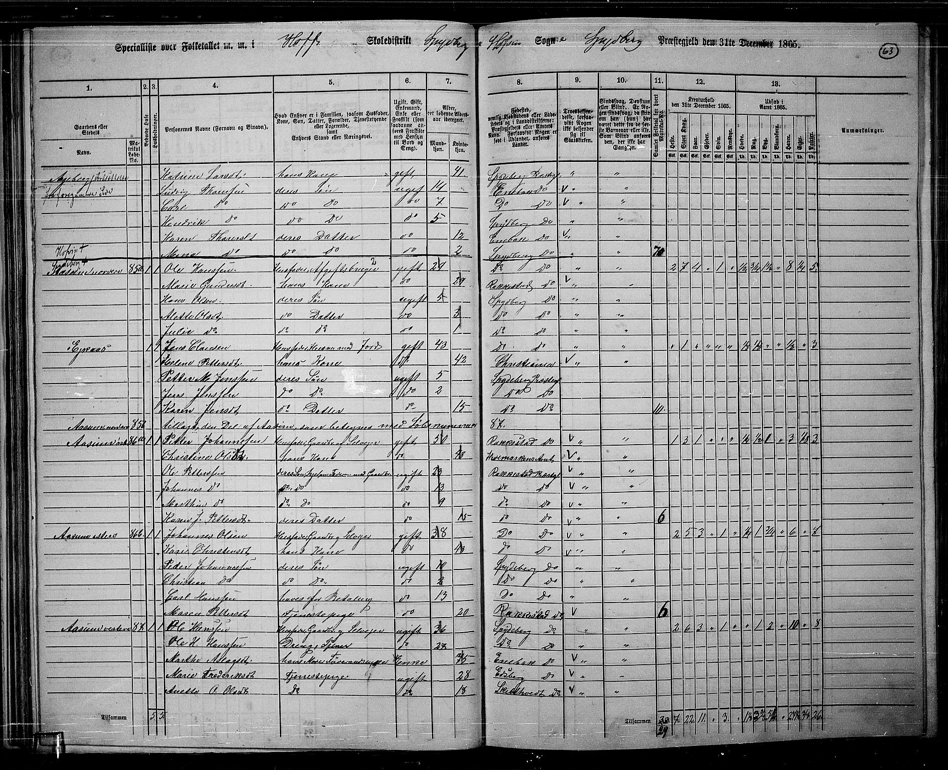 RA, 1865 census for Spydeberg, 1865, p. 59