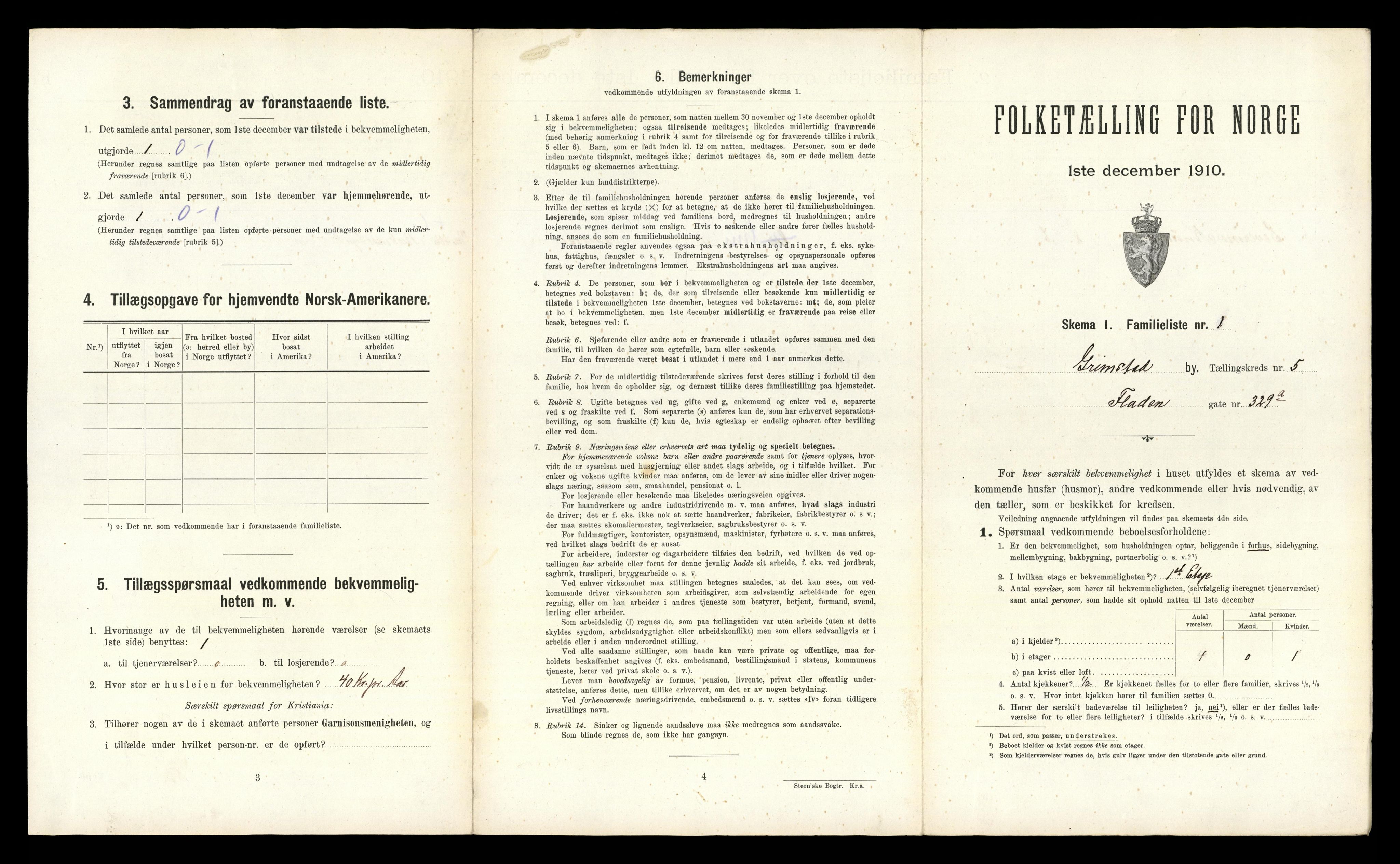 RA, 1910 census for Grimstad, 1910, p. 1598