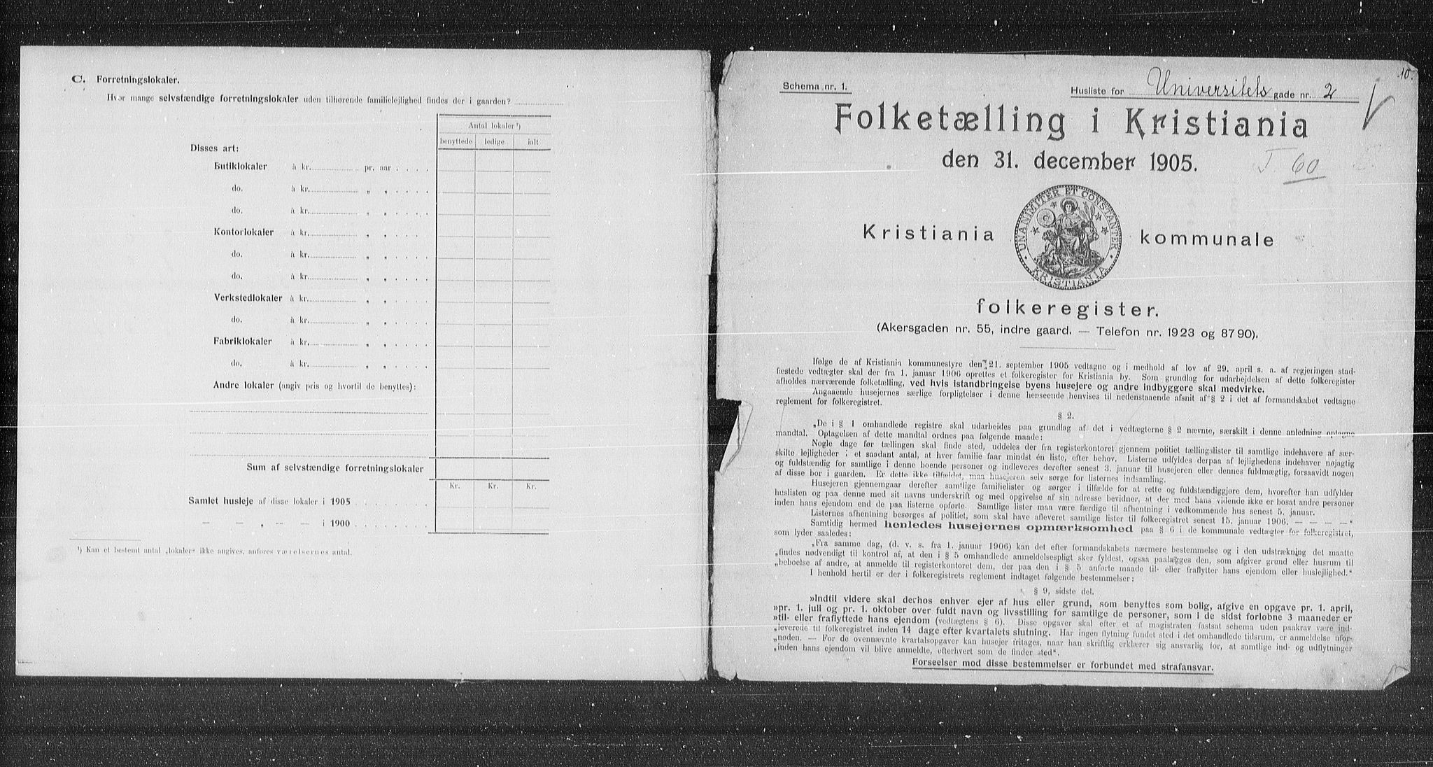OBA, Municipal Census 1905 for Kristiania, 1905, p. 62970