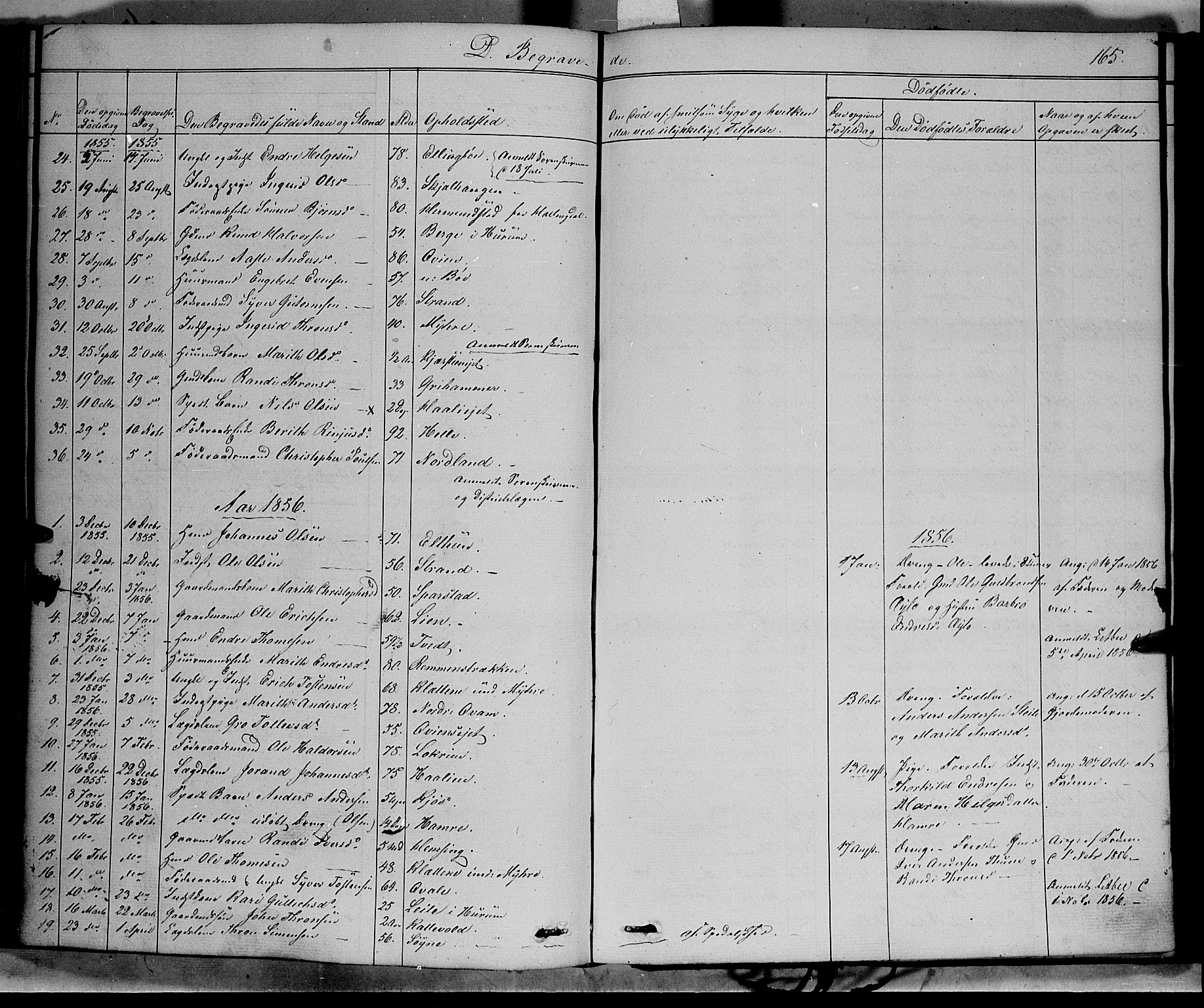 Vang prestekontor, Valdres, SAH/PREST-140/H/Ha/L0006: Parish register (official) no. 6, 1846-1864, p. 165