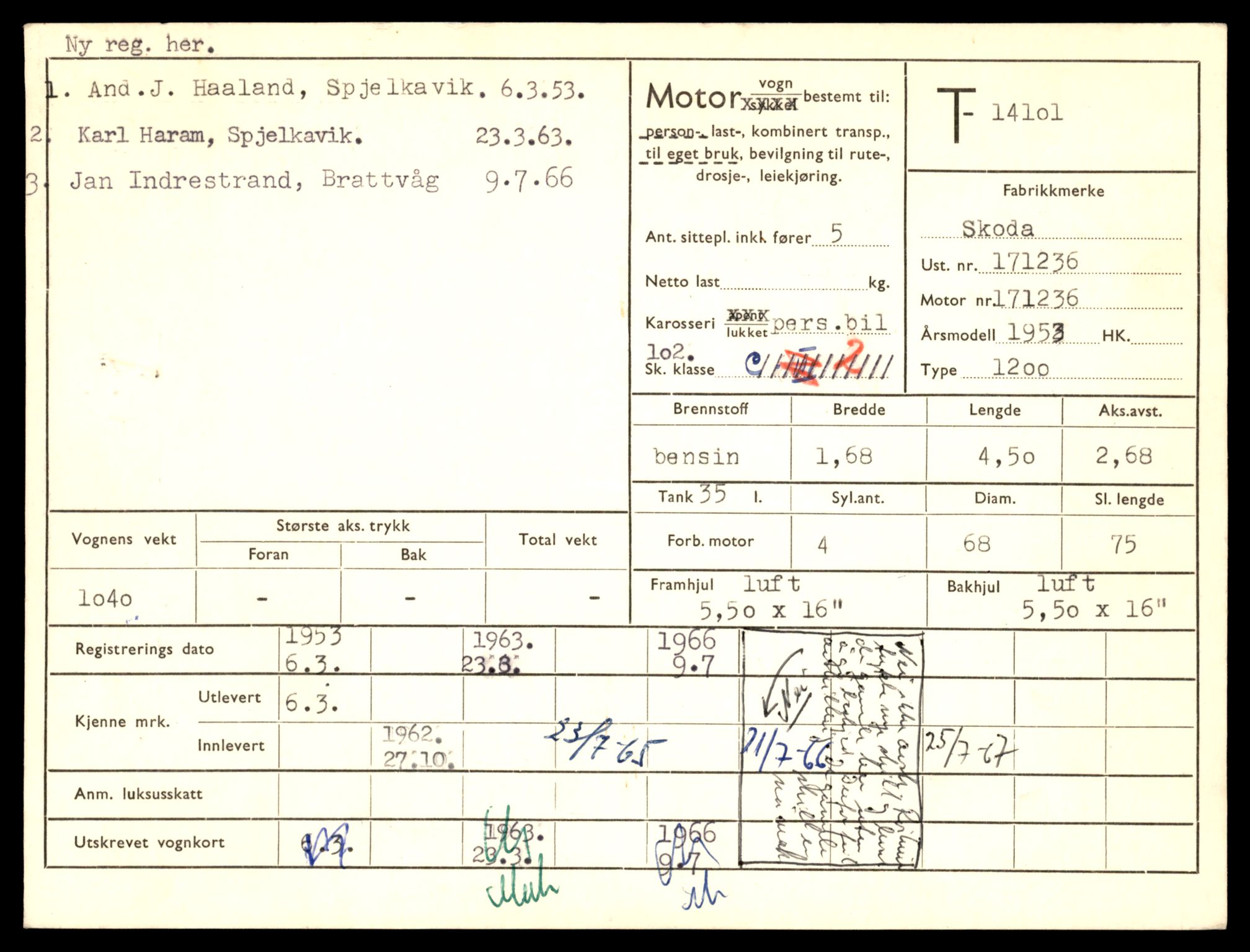 Møre og Romsdal vegkontor - Ålesund trafikkstasjon, AV/SAT-A-4099/F/Fe/L0043: Registreringskort for kjøretøy T 14080 - T 14204, 1927-1998, p. 545