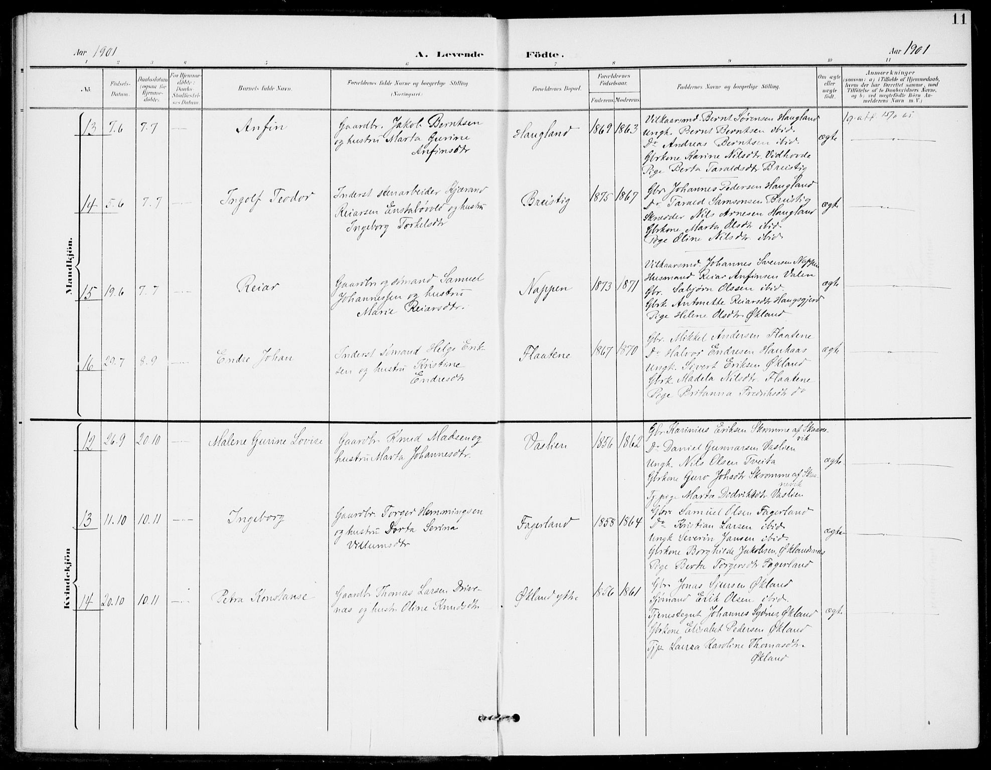 Sveio Sokneprestembete, AV/SAB-A-78501/H/Haa: Parish register (official) no. C 3, 1899-1916, p. 11