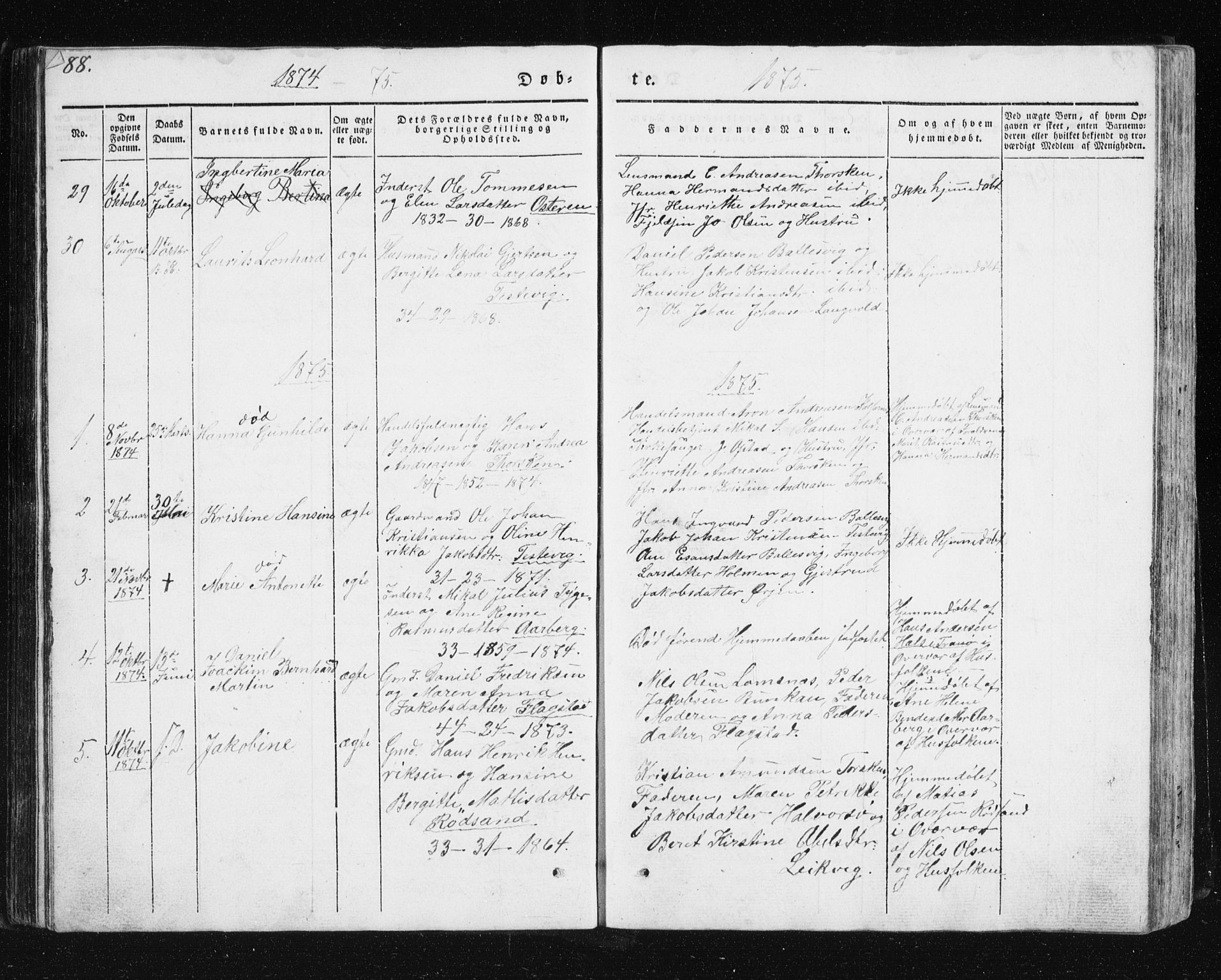 Berg sokneprestkontor, SATØ/S-1318/G/Ga/Gab/L0011klokker: Parish register (copy) no. 11, 1833-1878, p. 88
