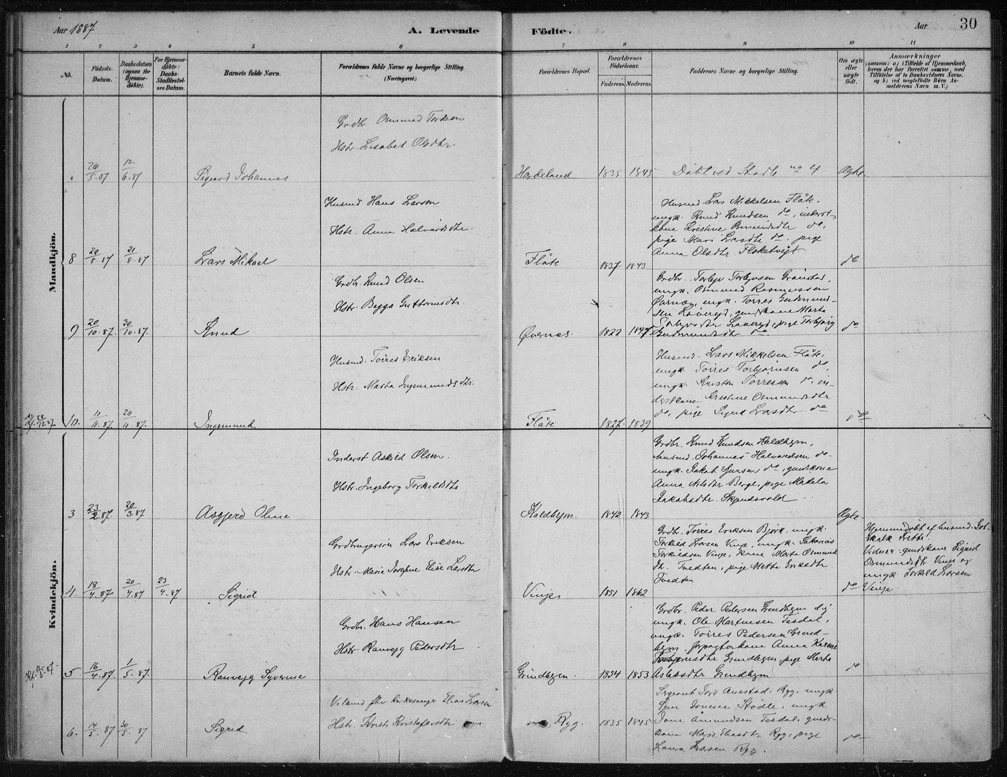 Etne sokneprestembete, AV/SAB-A-75001/H/Haa: Parish register (official) no. D  1, 1879-1919, p. 30