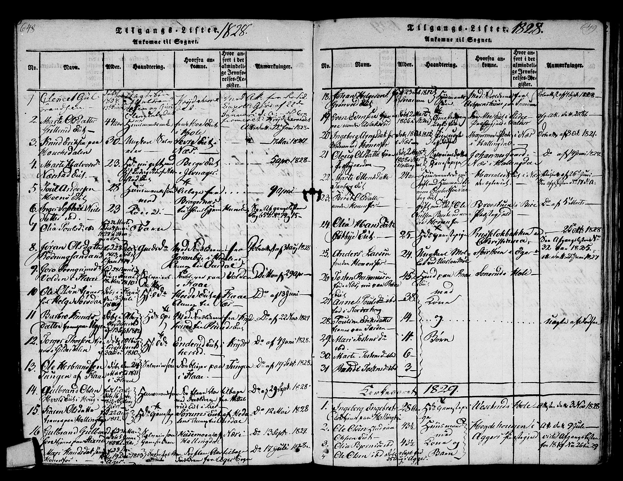 Norderhov kirkebøker, AV/SAKO-A-237/F/Fa/L0008: Parish register (official) no. 8, 1814-1833, p. 648-649