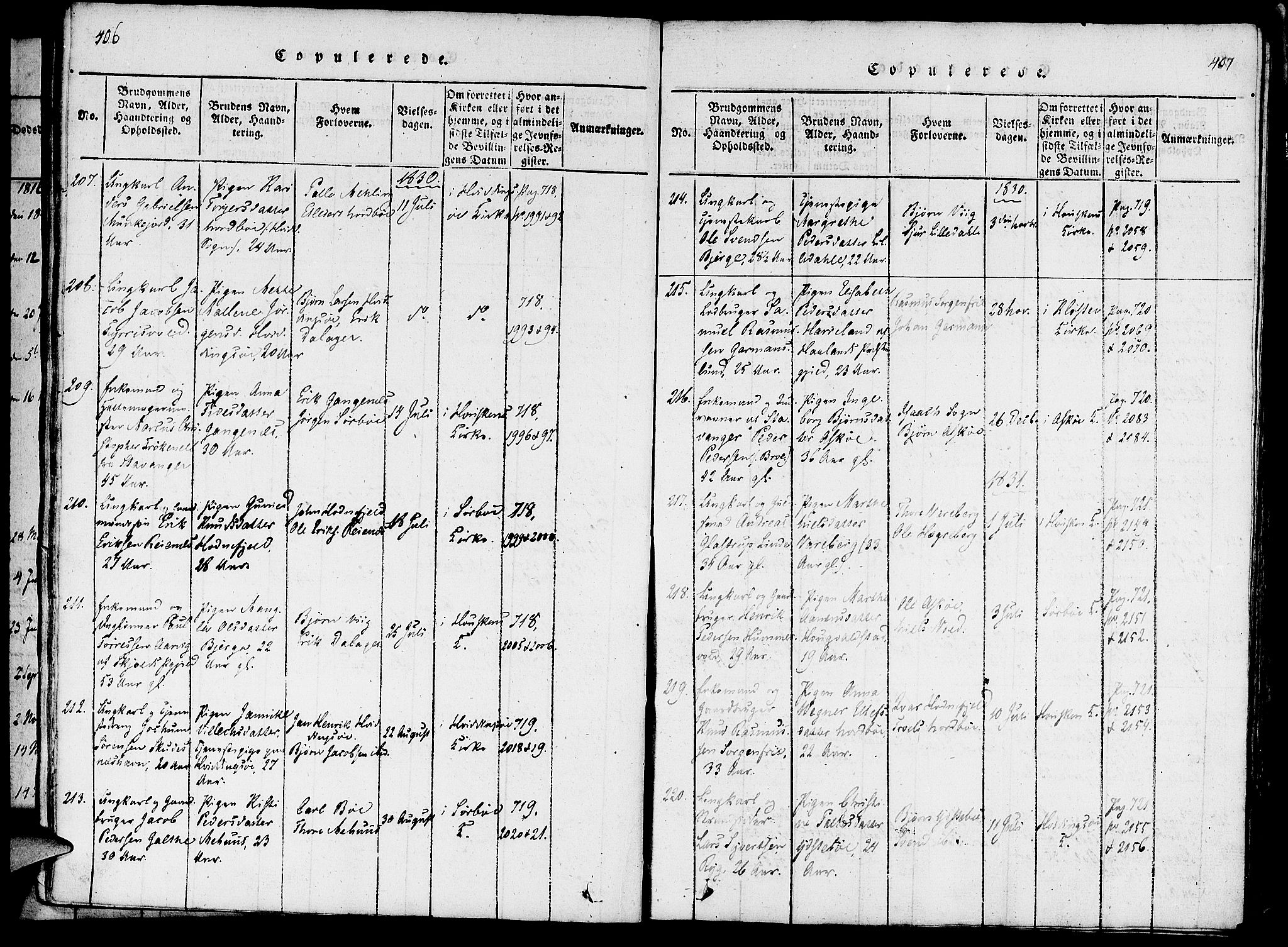 Rennesøy sokneprestkontor, SAST/A -101827/H/Ha/Haa/L0004: Parish register (official) no. A 4, 1816-1837, p. 406-407