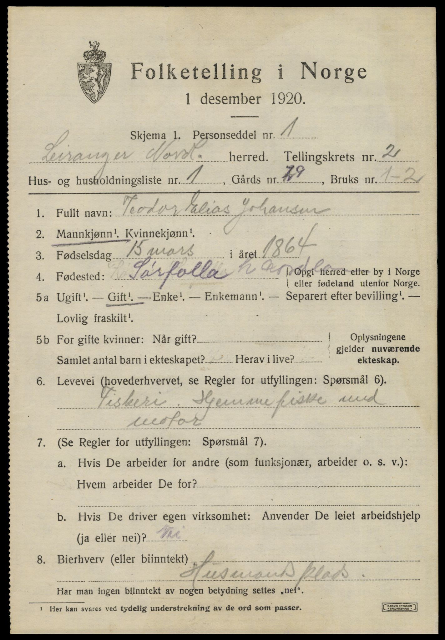 SAT, 1920 census for Leiranger, 1920, p. 781