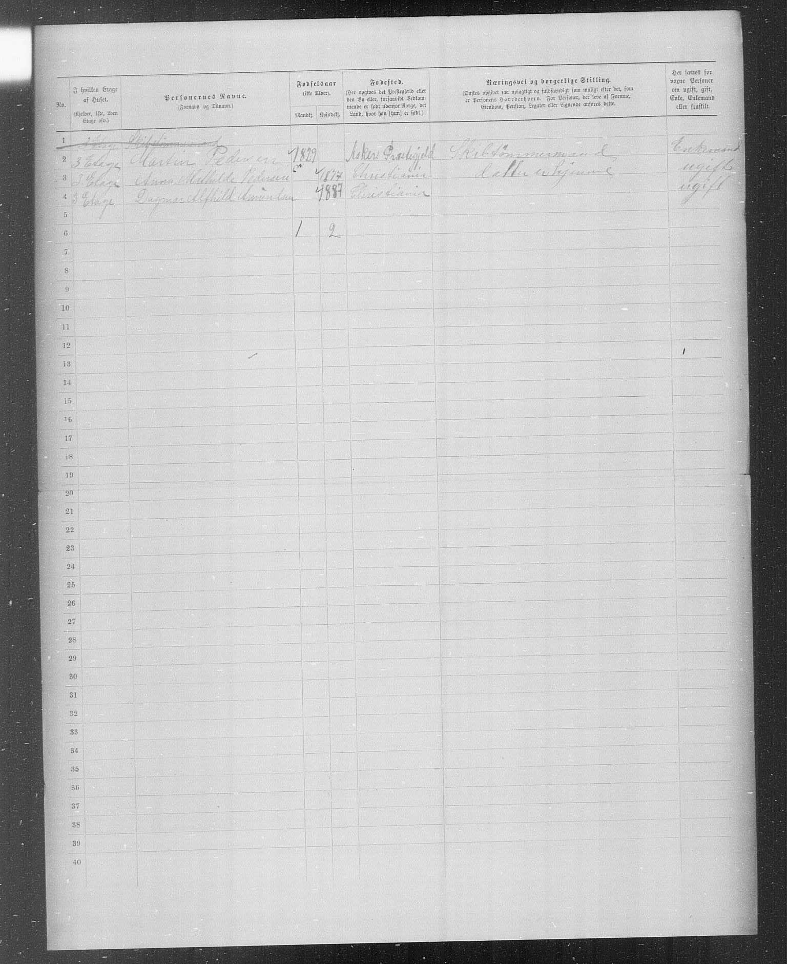 OBA, Municipal Census 1899 for Kristiania, 1899, p. 2640