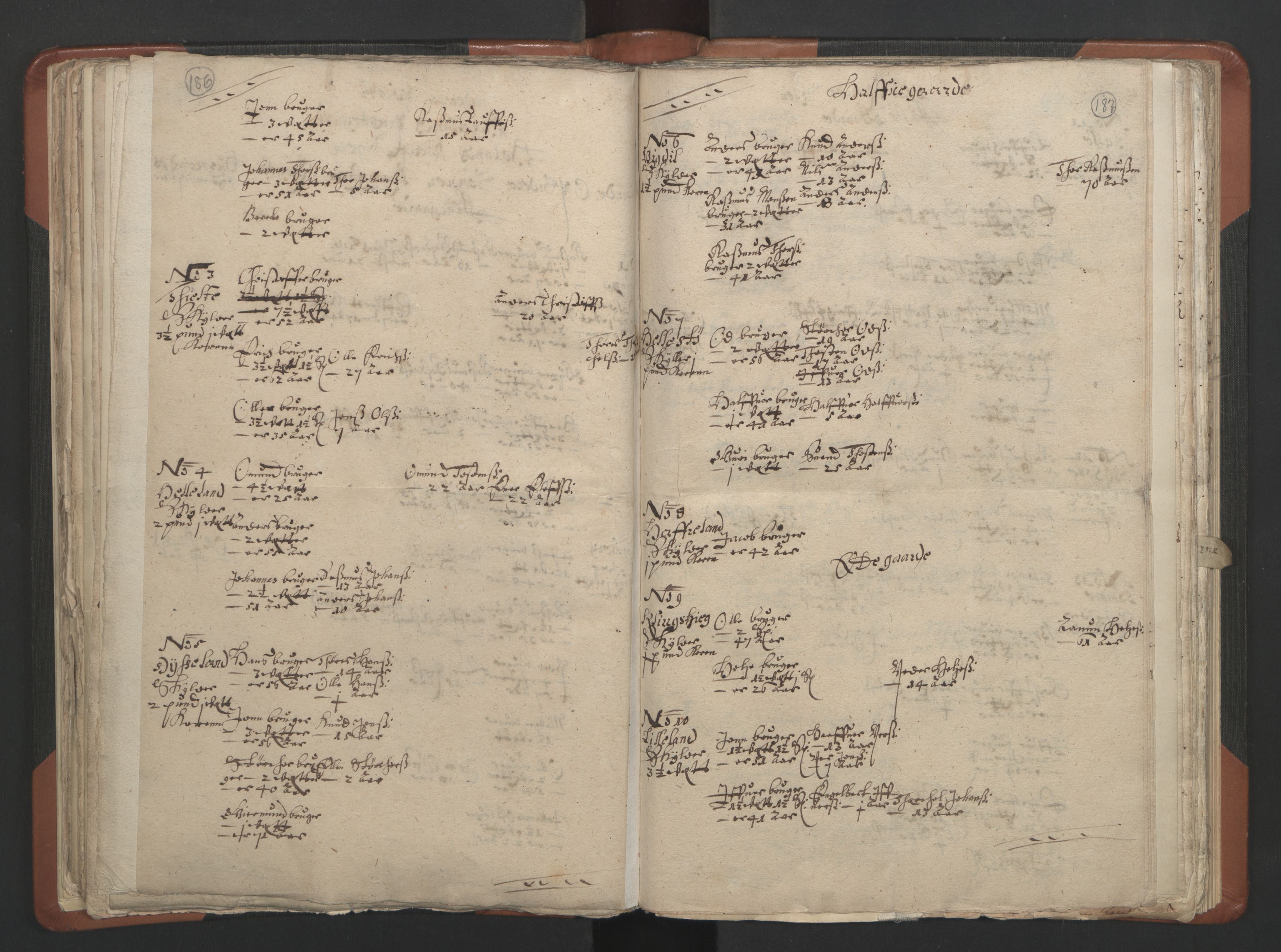 RA, Vicar's Census 1664-1666, no. 17: Jæren deanery and Dalane deanery, 1664-1666, p. 186-187