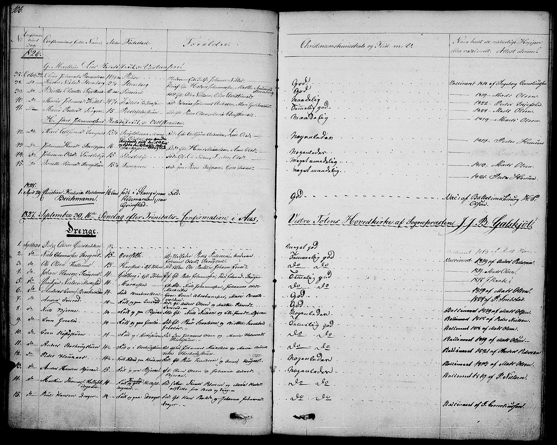 Vestre Toten prestekontor, SAH/PREST-108/H/Ha/Haa/L0002: Parish register (official) no. 2, 1825-1837, p. 106