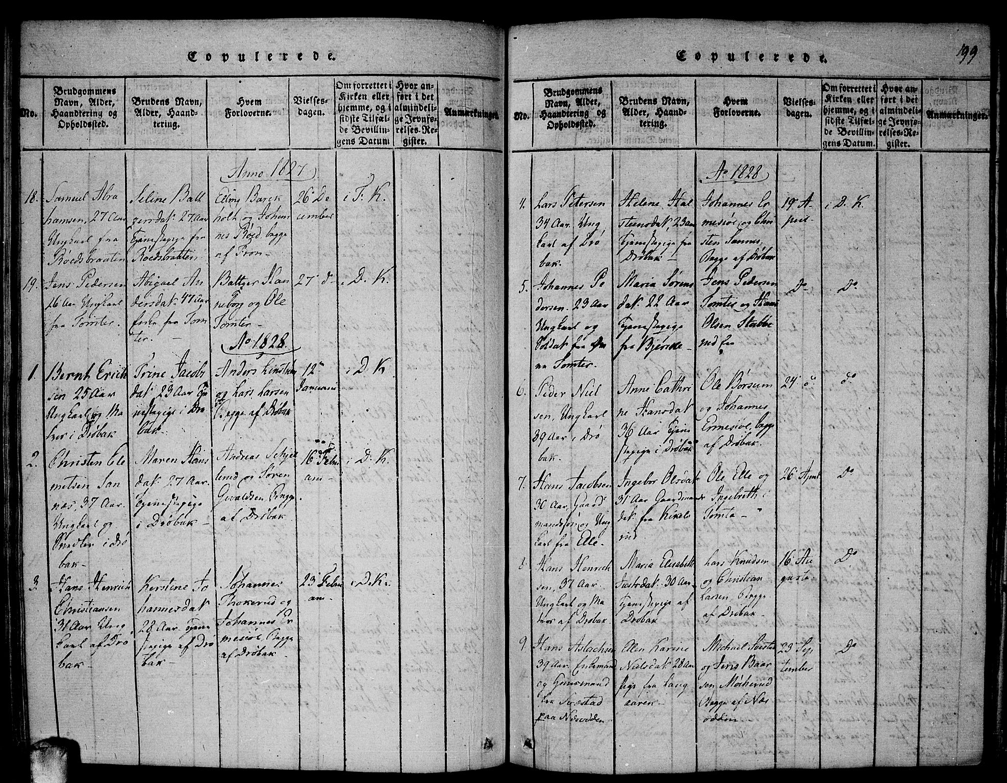 Drøbak prestekontor Kirkebøker, SAO/A-10142a/F/Fa/L0001: Parish register (official) no. I 1, 1816-1842, p. 199