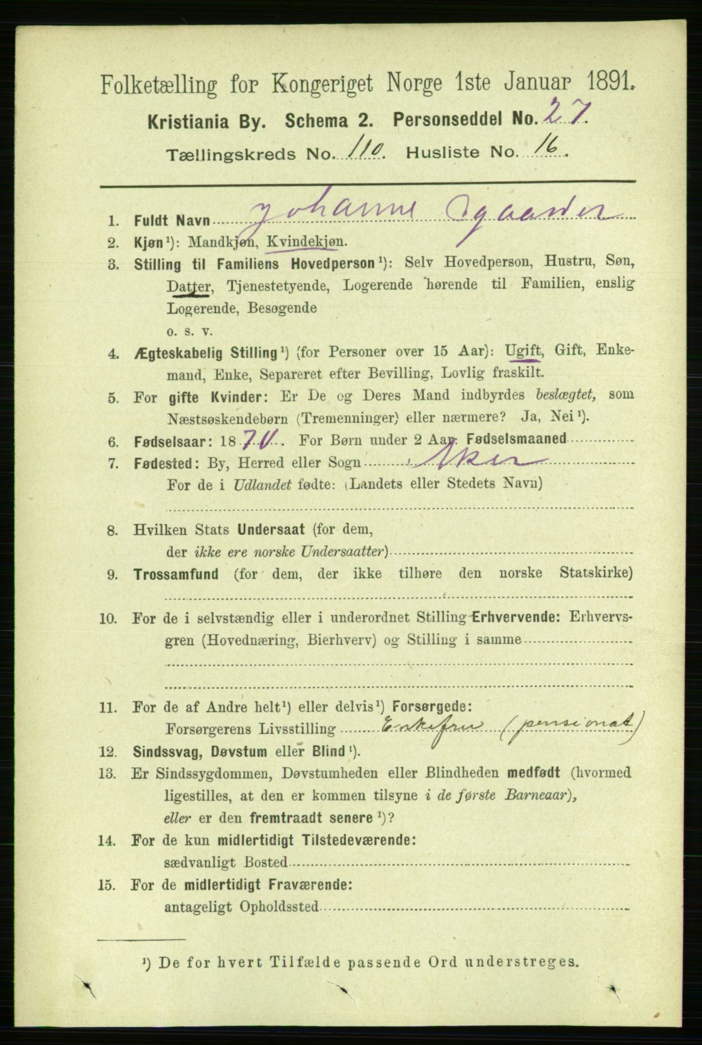 RA, 1891 census for 0301 Kristiania, 1891, p. 57549