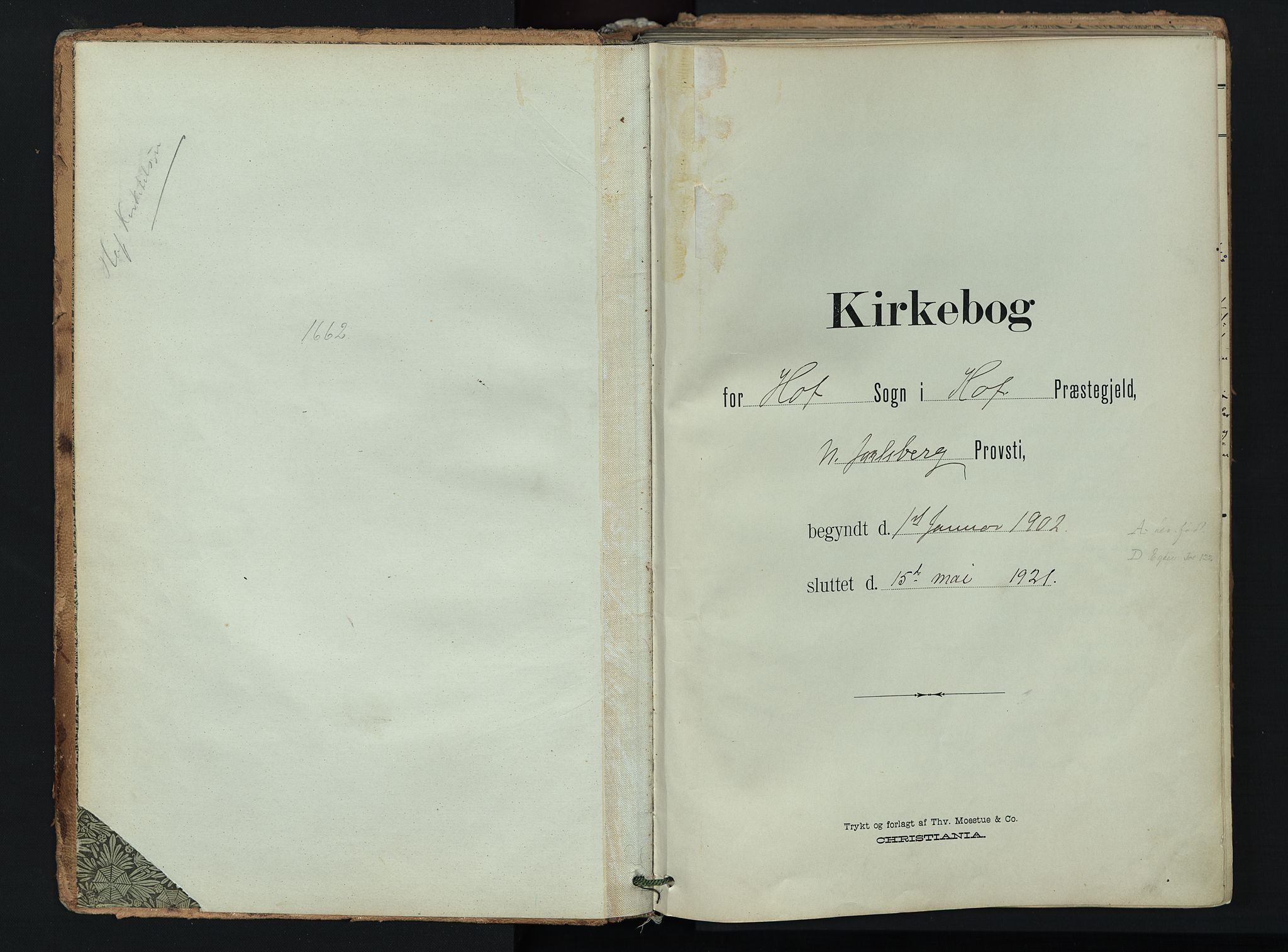 Hof kirkebøker, AV/SAKO-A-64/F/Fa/L0008: Parish register (official) no. I 8, 1902-1921