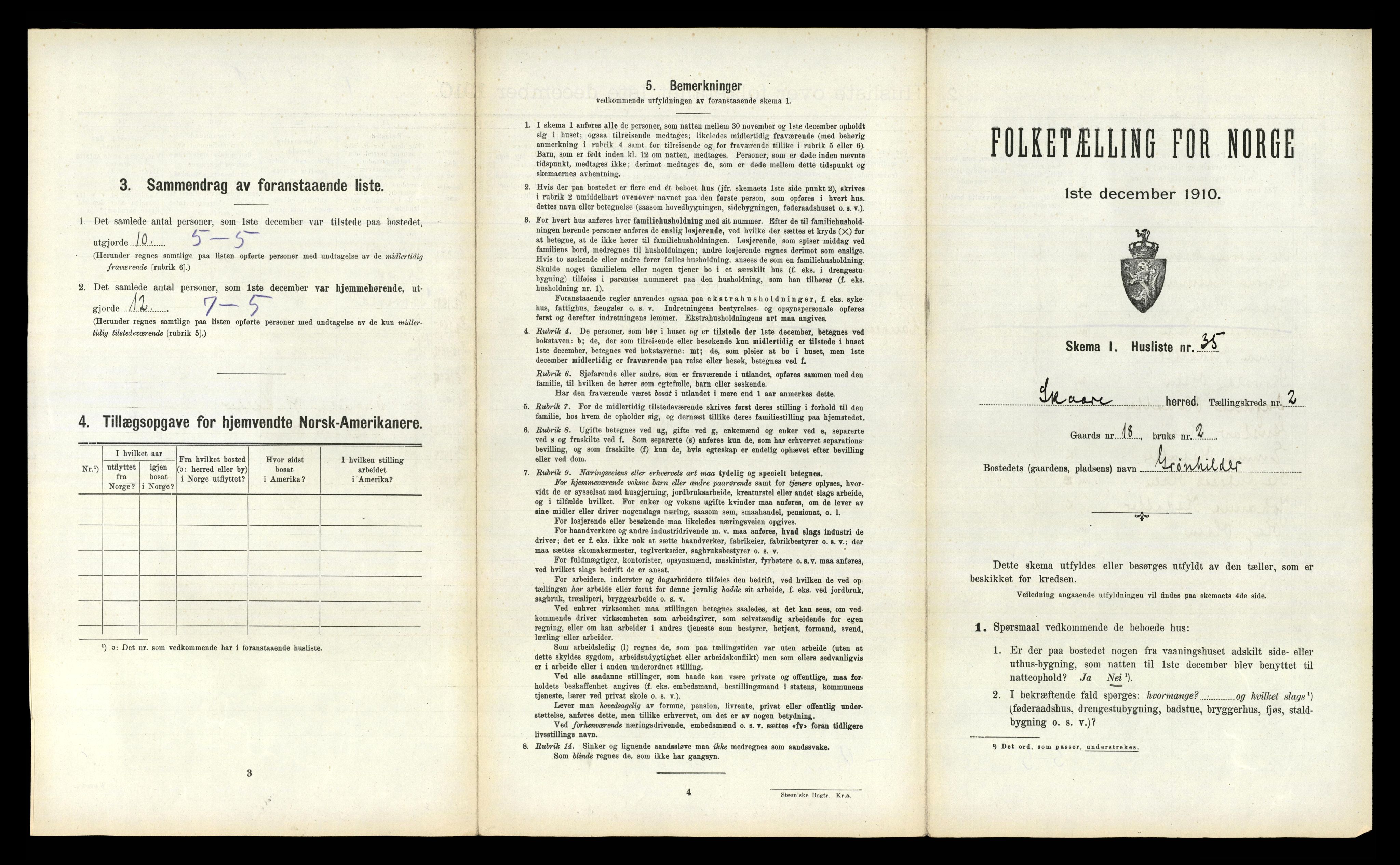 RA, 1910 census for Skåre, 1910, p. 156